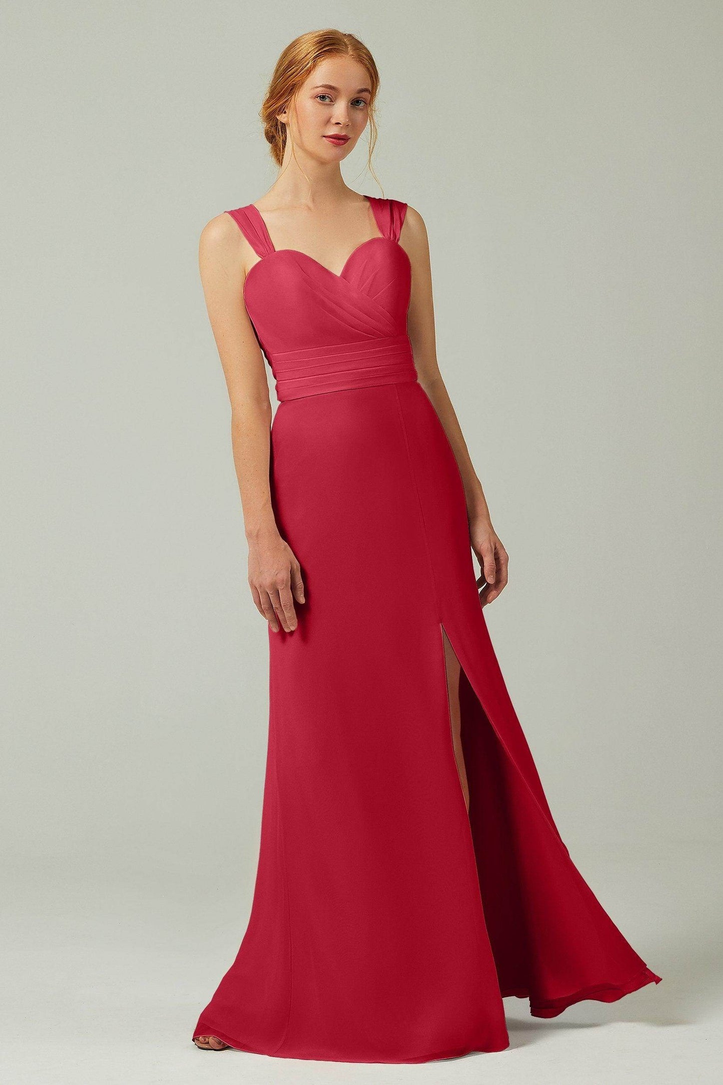 Sheath-Column Floor Length Chiffon Bridesmaid Dress CB0305 - COCOMELODY