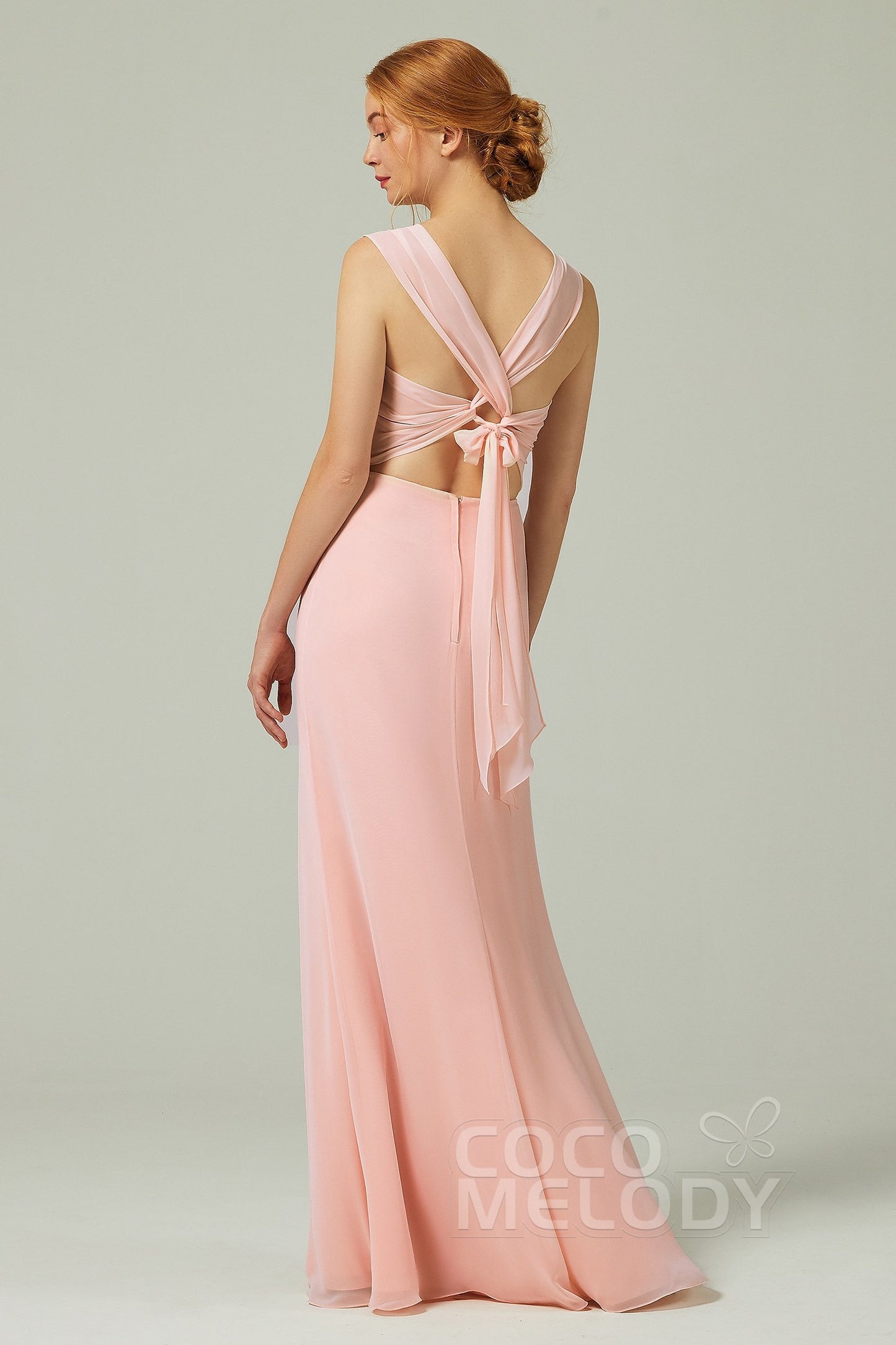 Sheath-Column Floor Length Chiffon Bridesmaid Dress CB0305