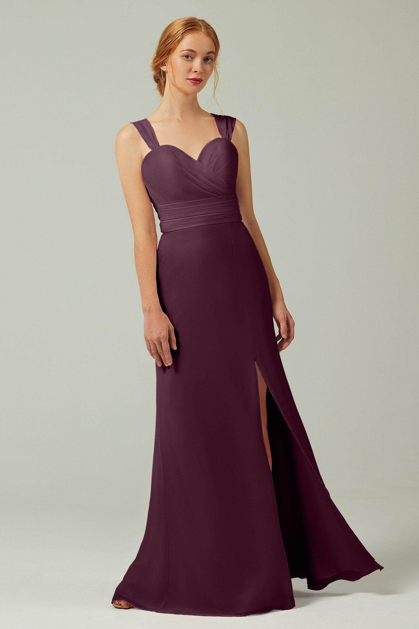 Sheath-Column Floor Length Chiffon Bridesmaid Dress CB0305 - COCOMELODY