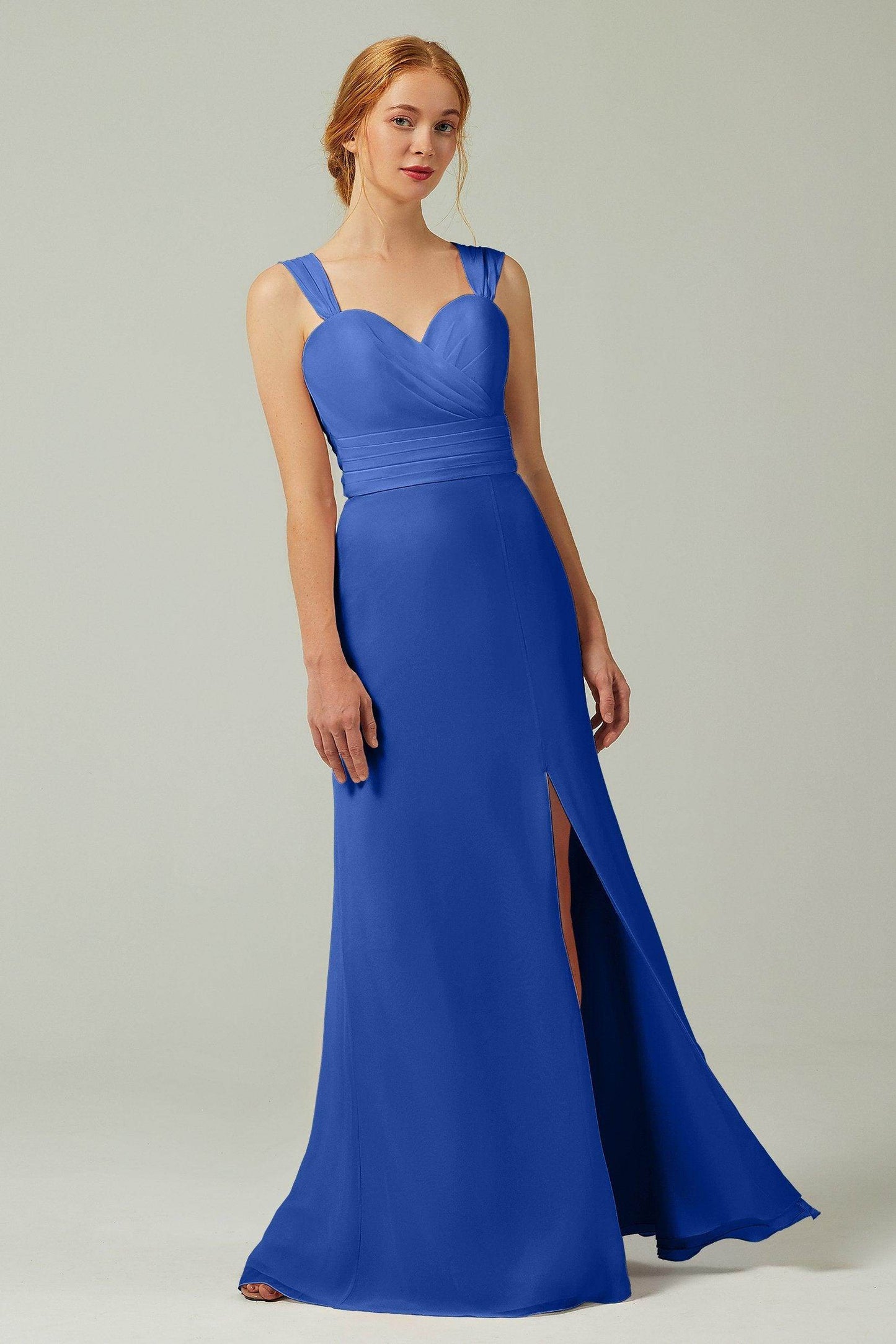 Sheath-Column Floor Length Chiffon Bridesmaid Dress CB0305 - COCOMELODY