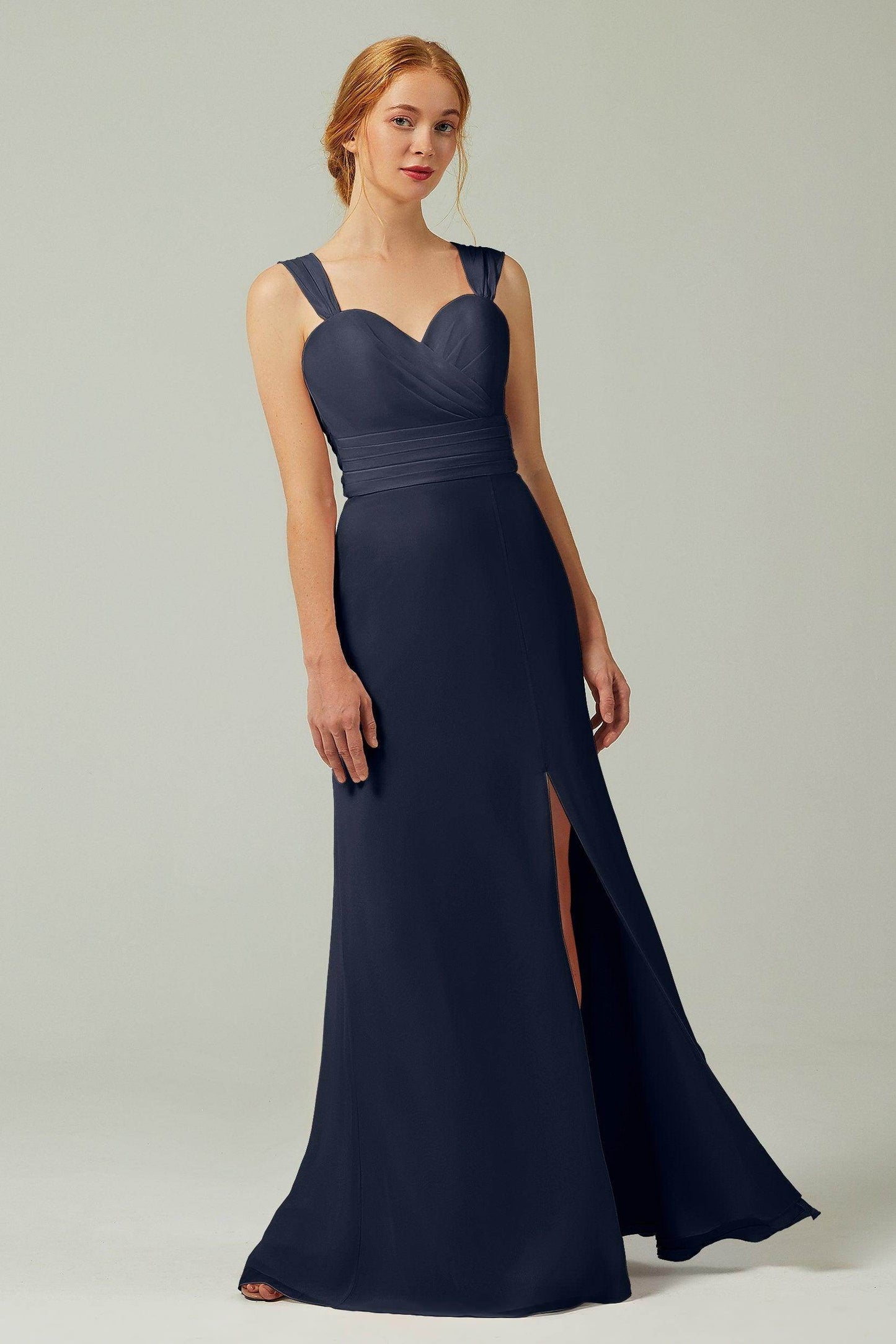 Sheath-Column Floor Length Chiffon Bridesmaid Dress CB0305 - COCOMELODY
