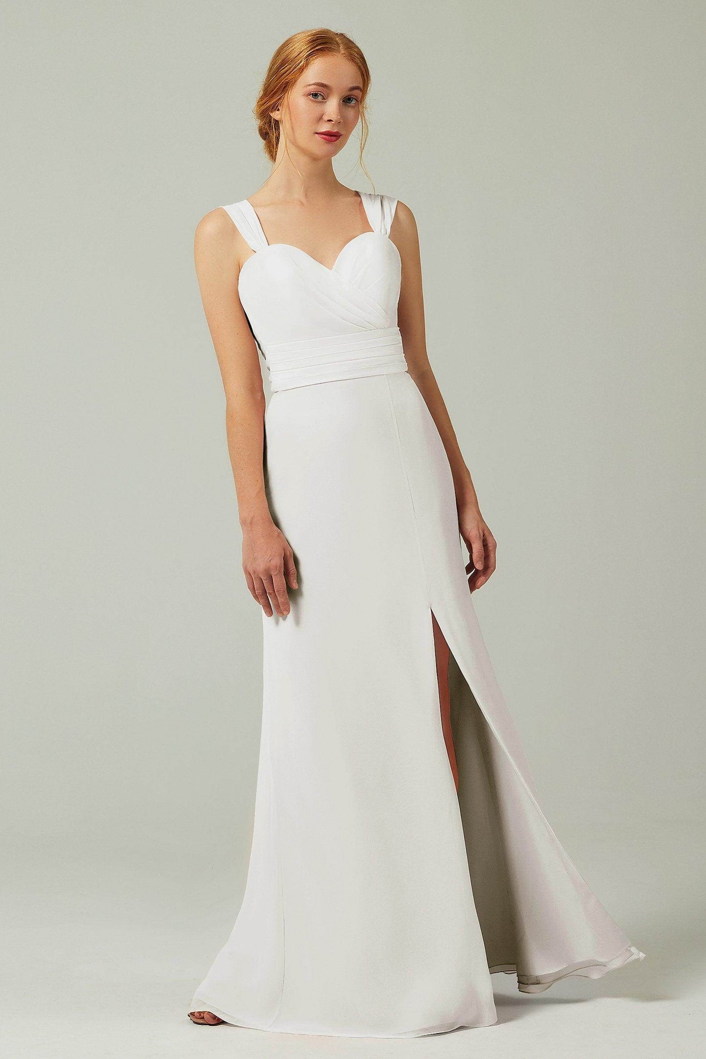 Sheath-Column Floor Length Chiffon Bridesmaid Dress CB0305 - COCOMELODY