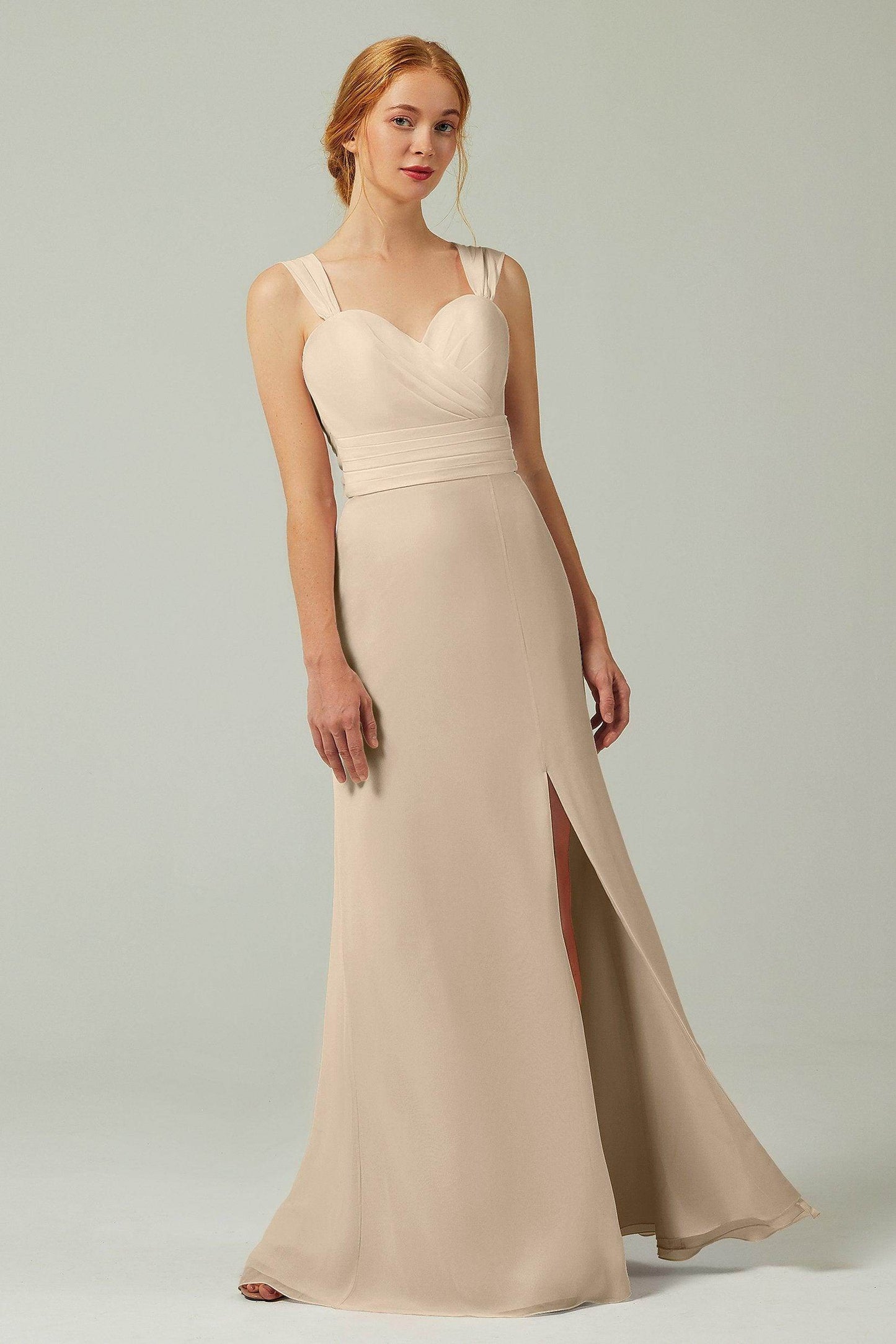 Sheath-Column Floor Length Chiffon Bridesmaid Dress CB0305 - COCOMELODY