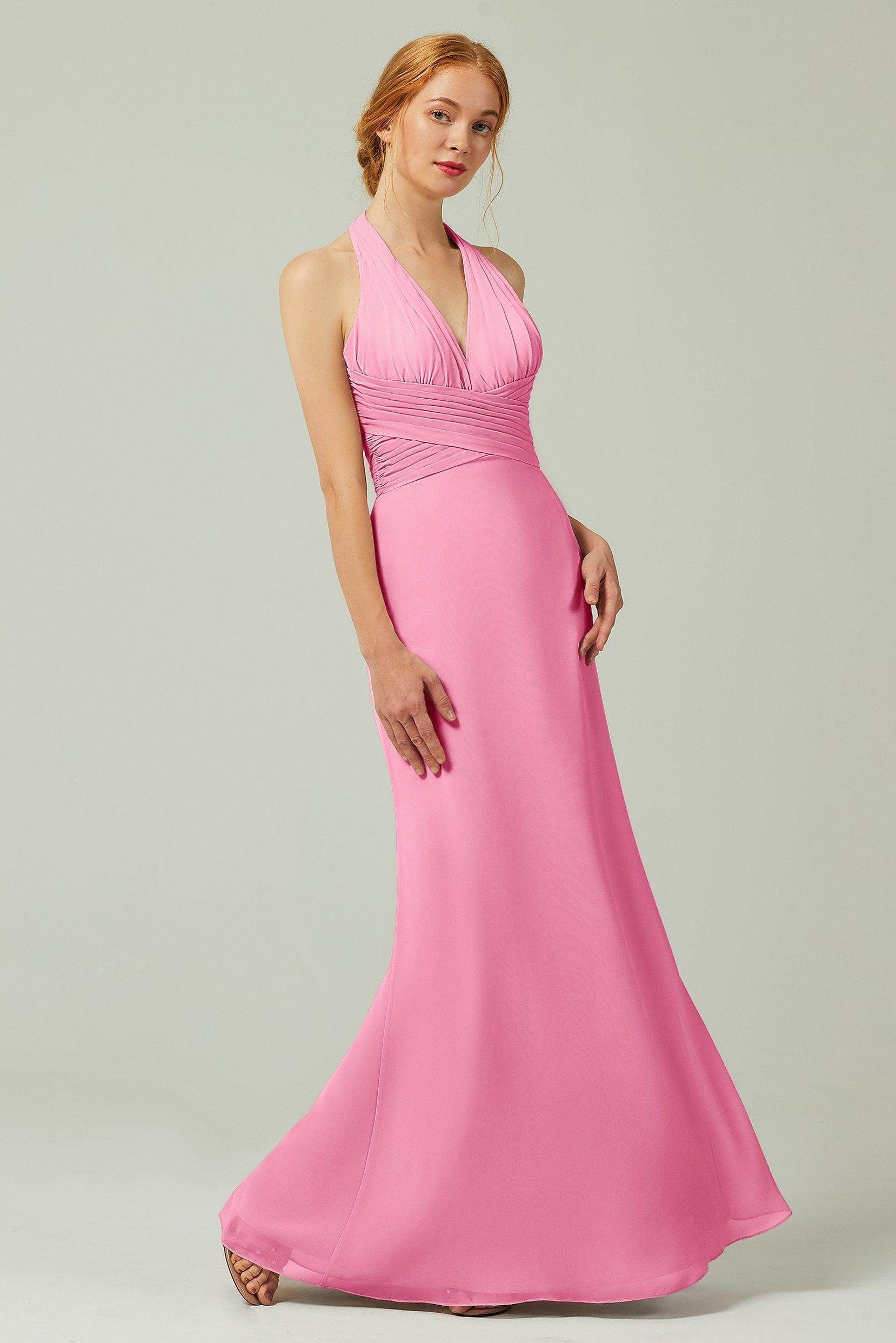 Sheath-Column Floor Length Chiffon Bridesmaid Dress CB0306 - COCOMELODY