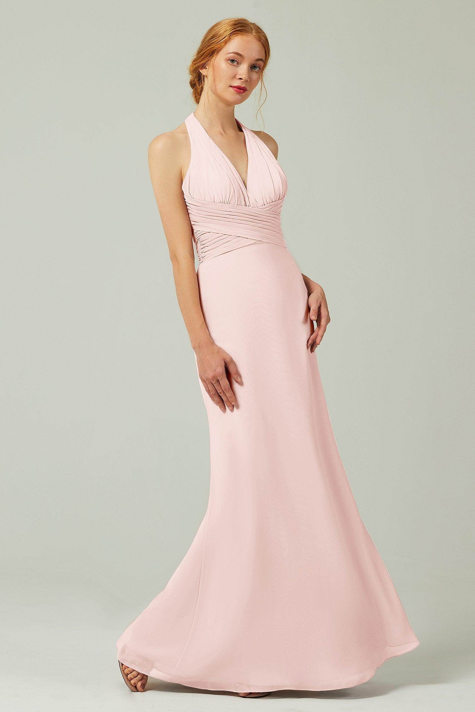 Sheath-Column Floor Length Chiffon Bridesmaid Dress CB0306 - COCOMELODY