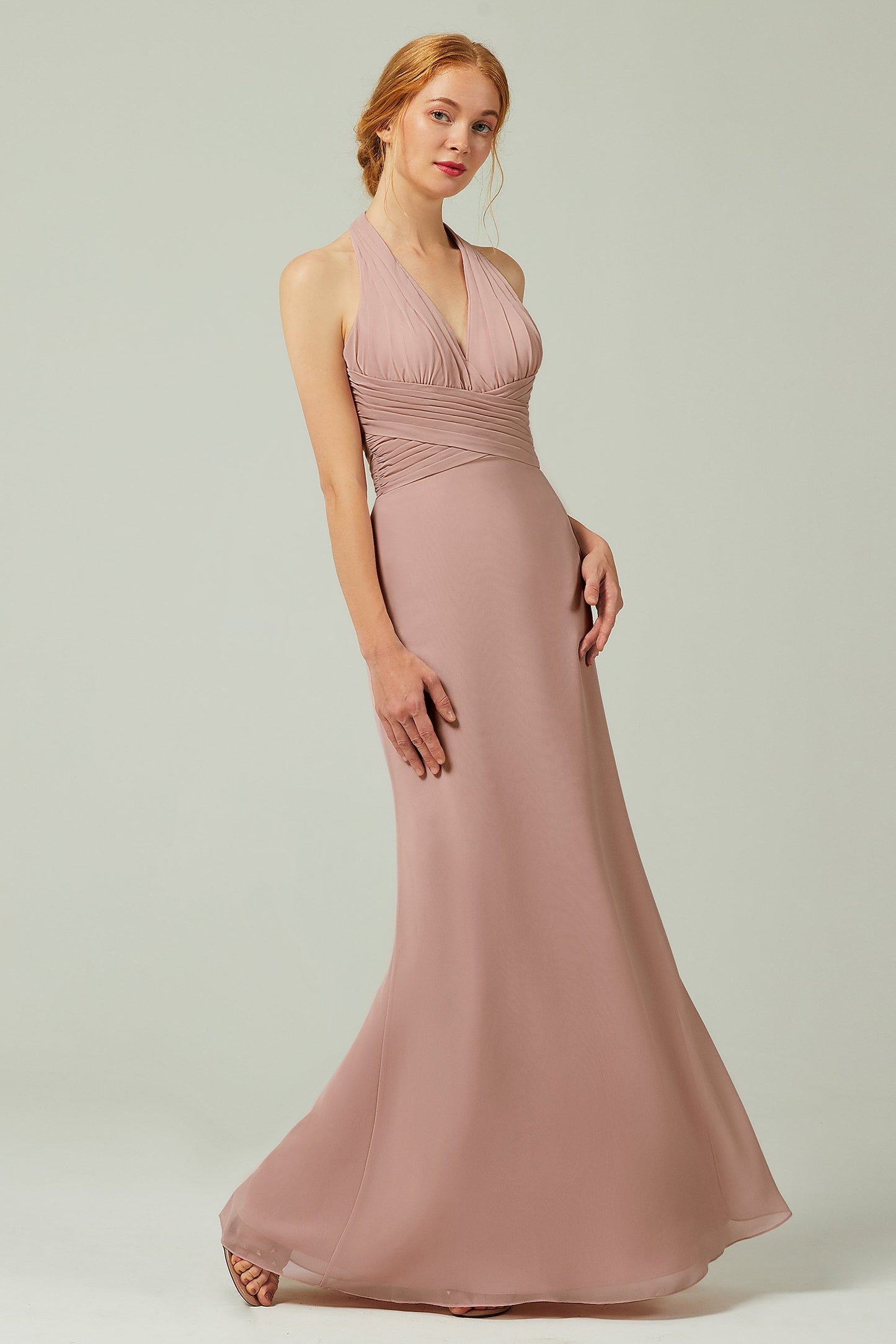 Sheath-Column Floor Length Chiffon Bridesmaid Dress CB0306