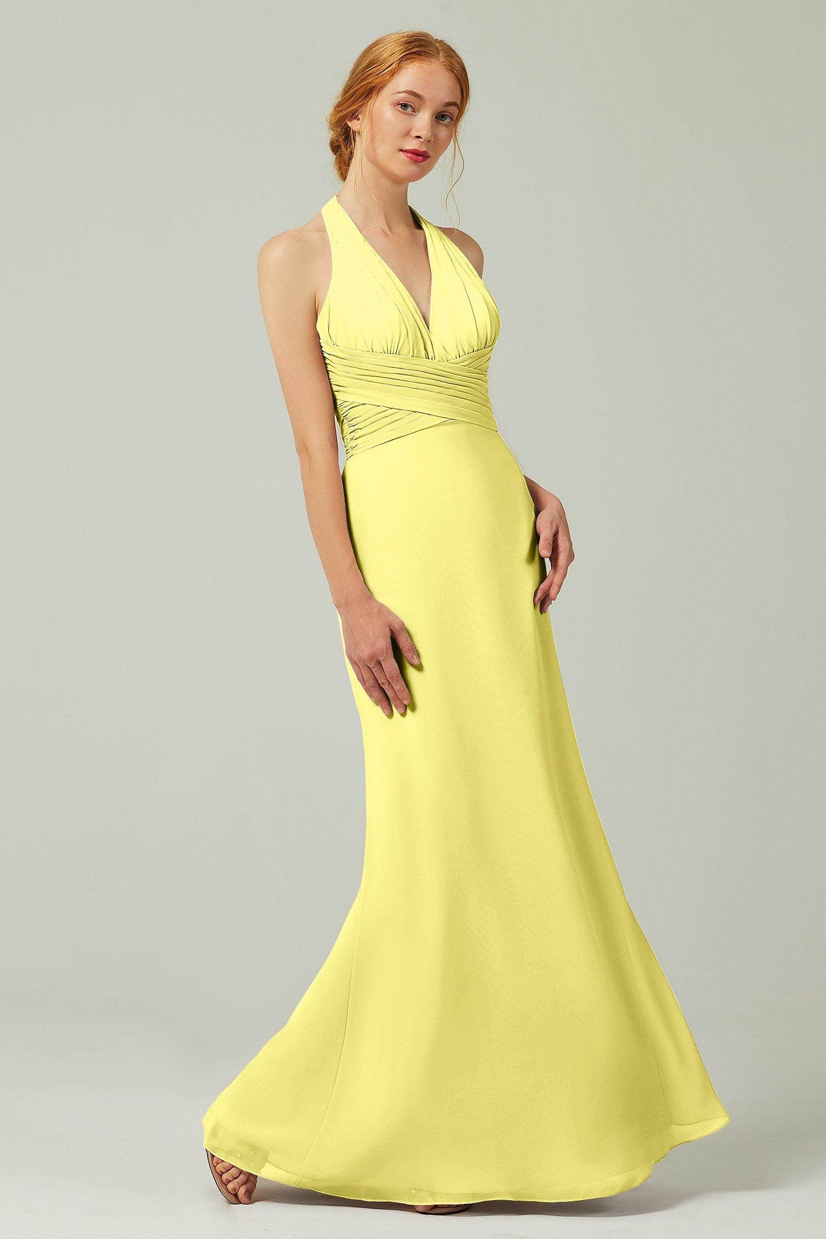 Sheath-Column Floor Length Chiffon Bridesmaid Dress CB0306 - COCOMELODY