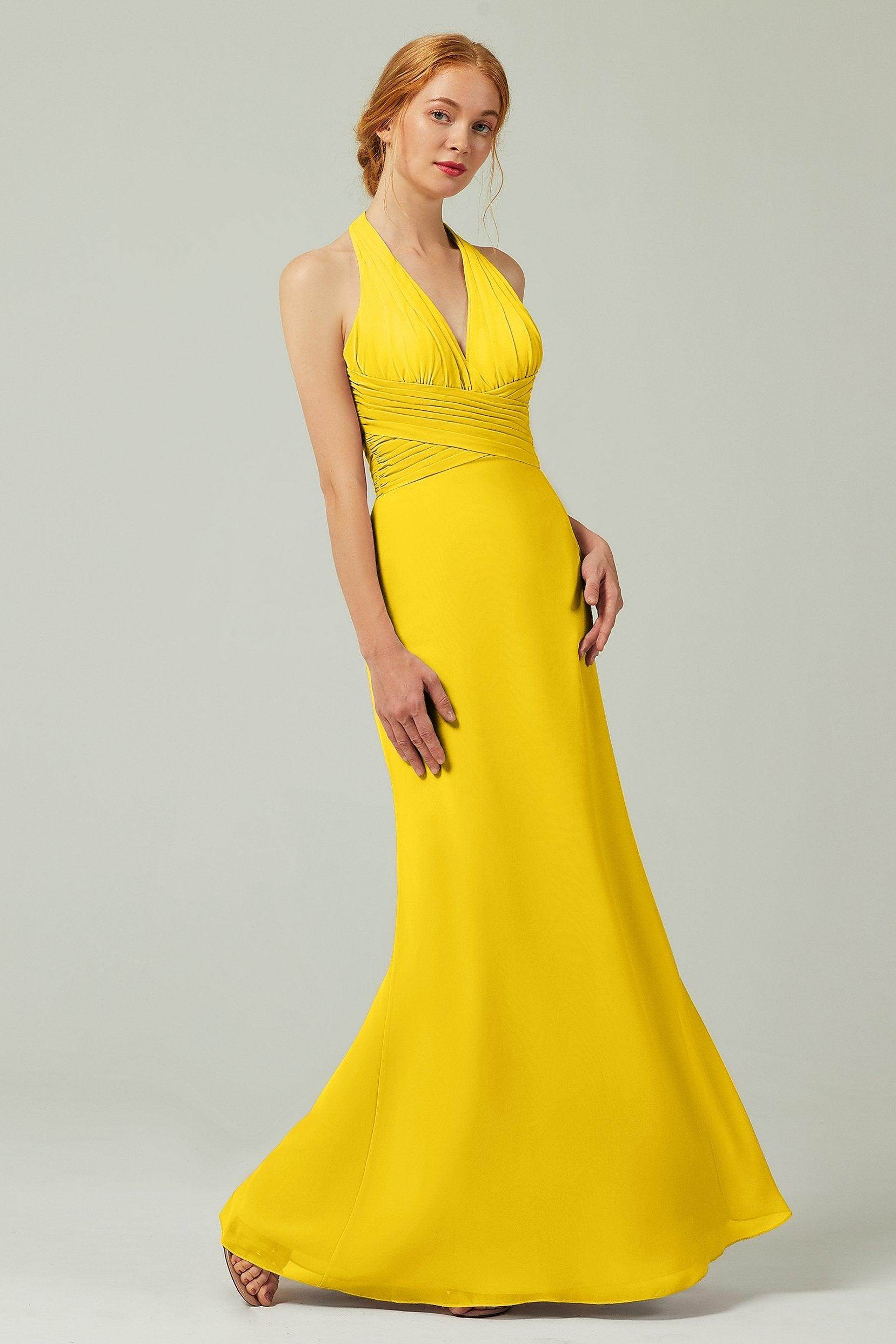 Sheath-Column Floor Length Chiffon Bridesmaid Dress CB0306 - COCOMELODY