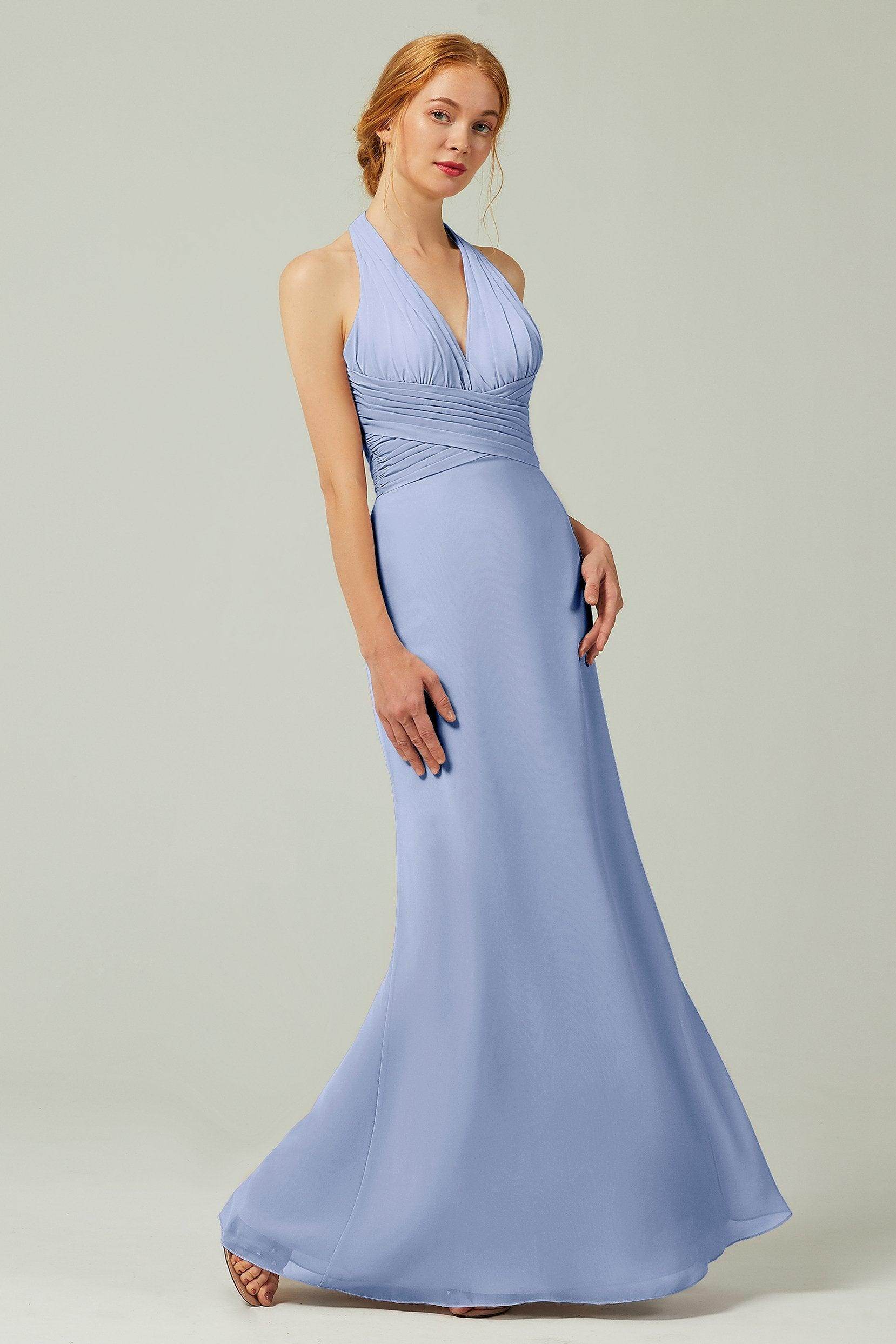 Sheath-Column Floor Length Chiffon Bridesmaid Dress CB0306 - COCOMELODY
