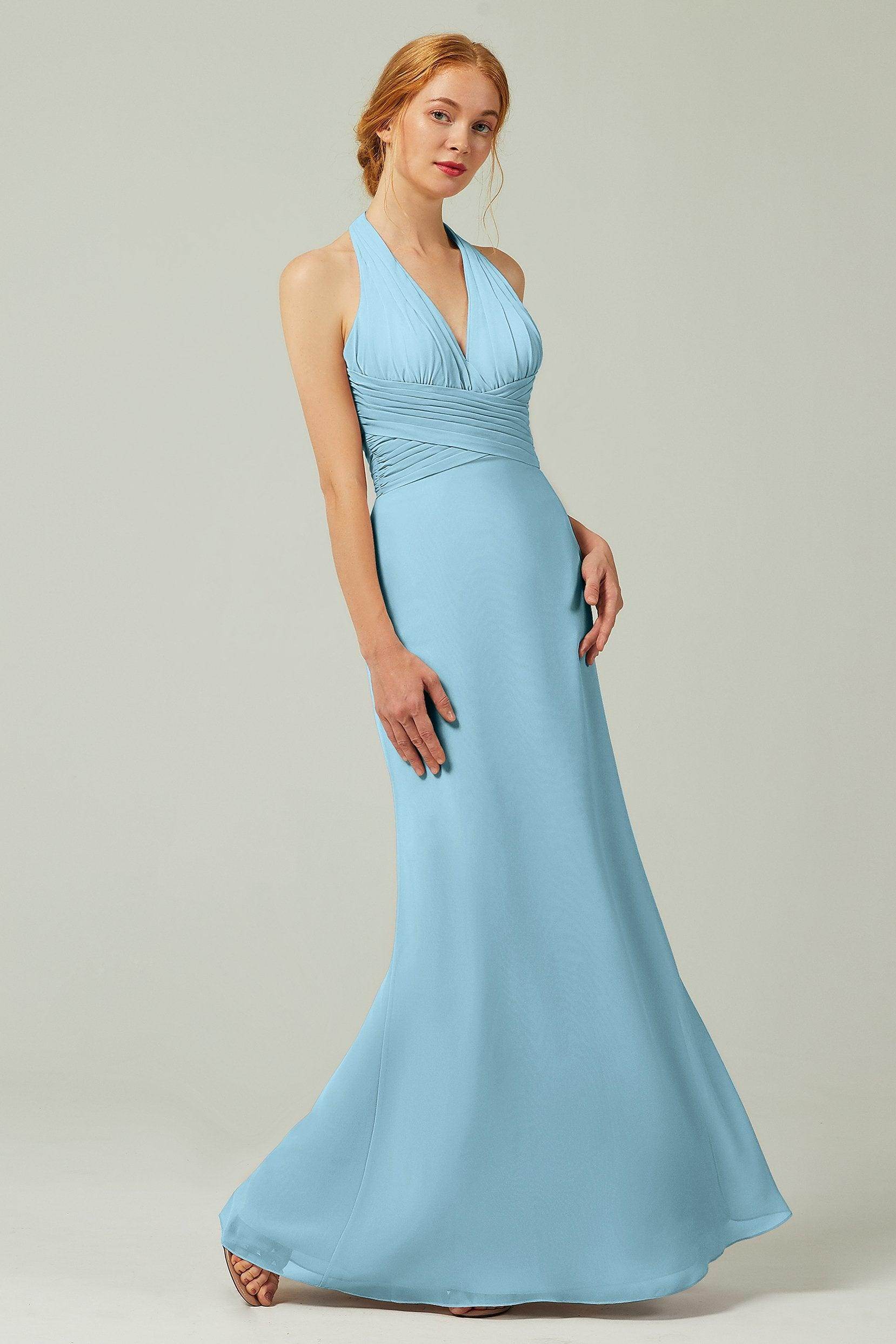 Sheath-Column Floor Length Chiffon Bridesmaid Dress CB0306 - COCOMELODY