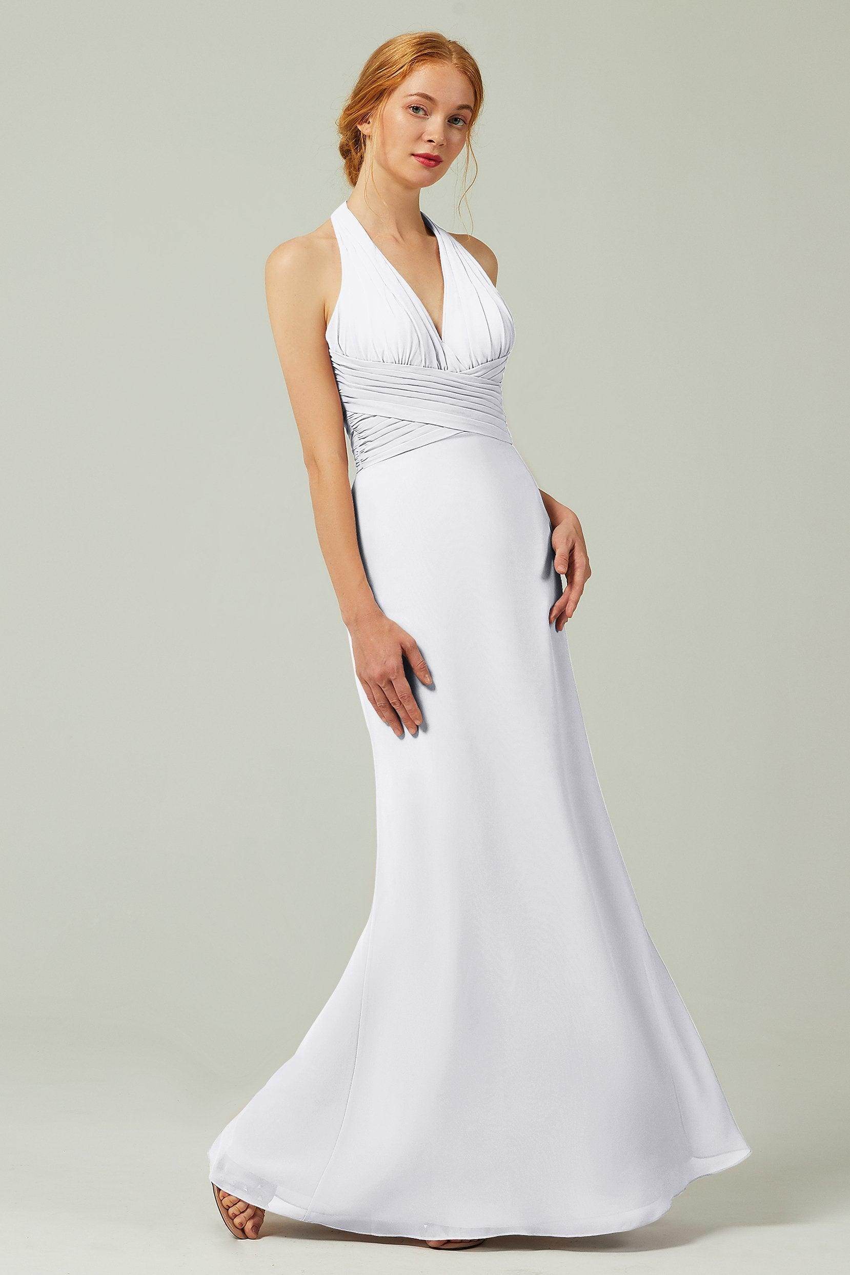 Sheath-Column Floor Length Chiffon Bridesmaid Dress CB0306 - COCOMELODY