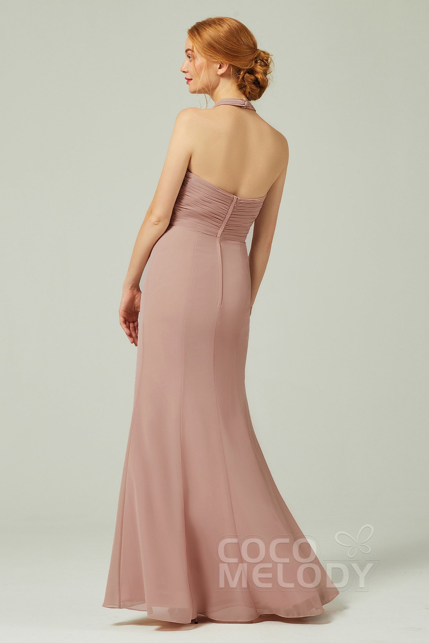 Sheath-Column Floor Length Chiffon Bridesmaid Dress CB0306