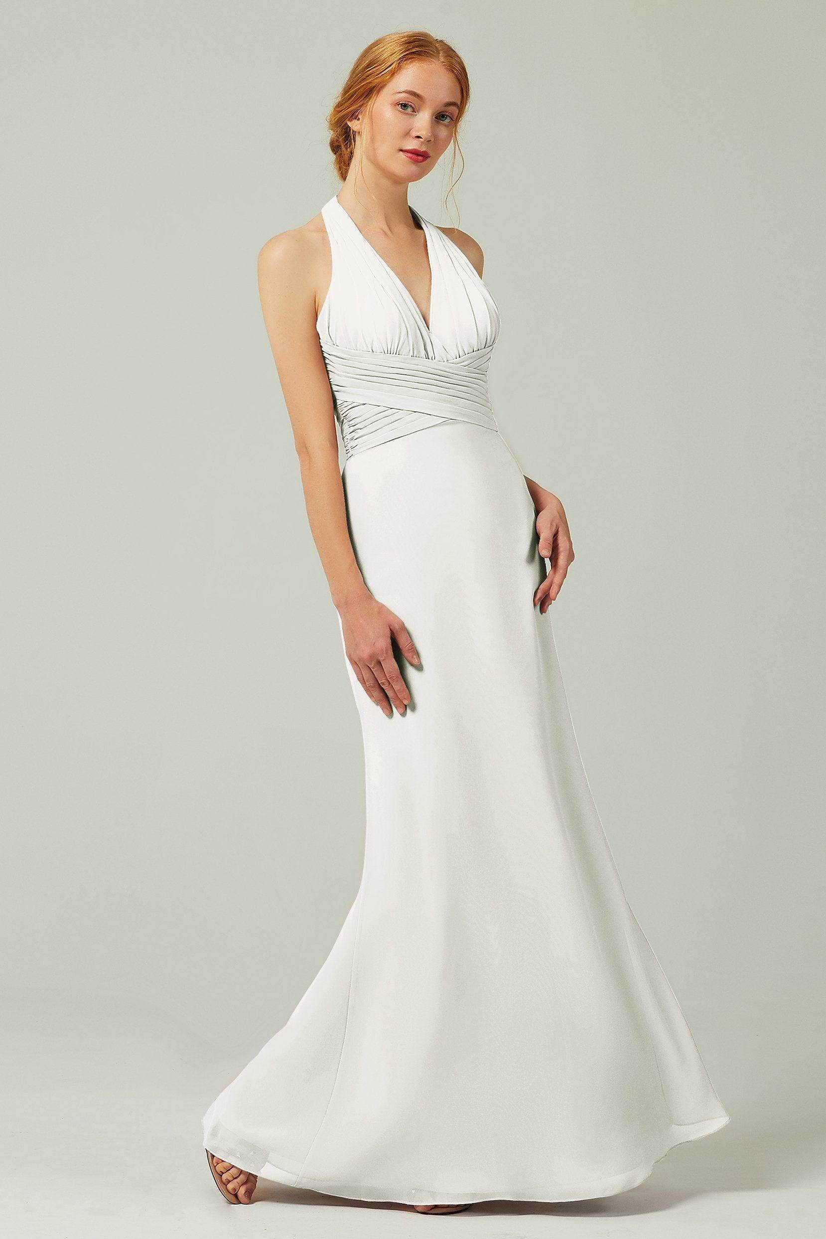 Sheath-Column Floor Length Chiffon Bridesmaid Dress CB0306 - COCOMELODY