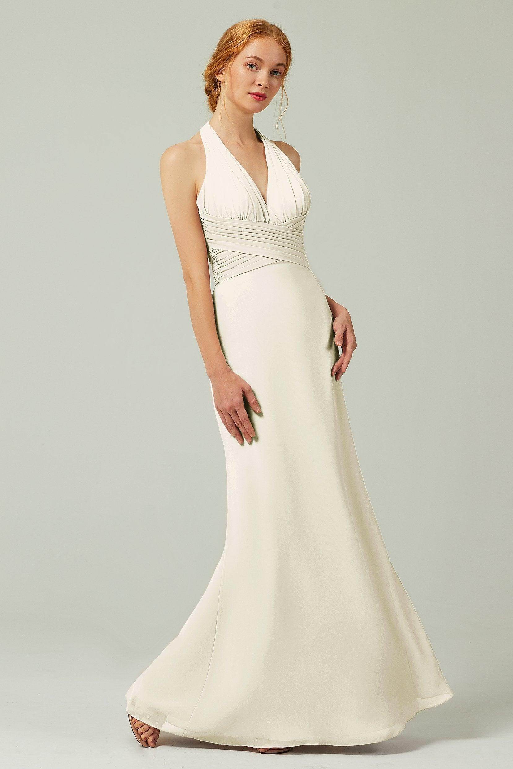 Sheath-Column Floor Length Chiffon Bridesmaid Dress CB0306 - COCOMELODY