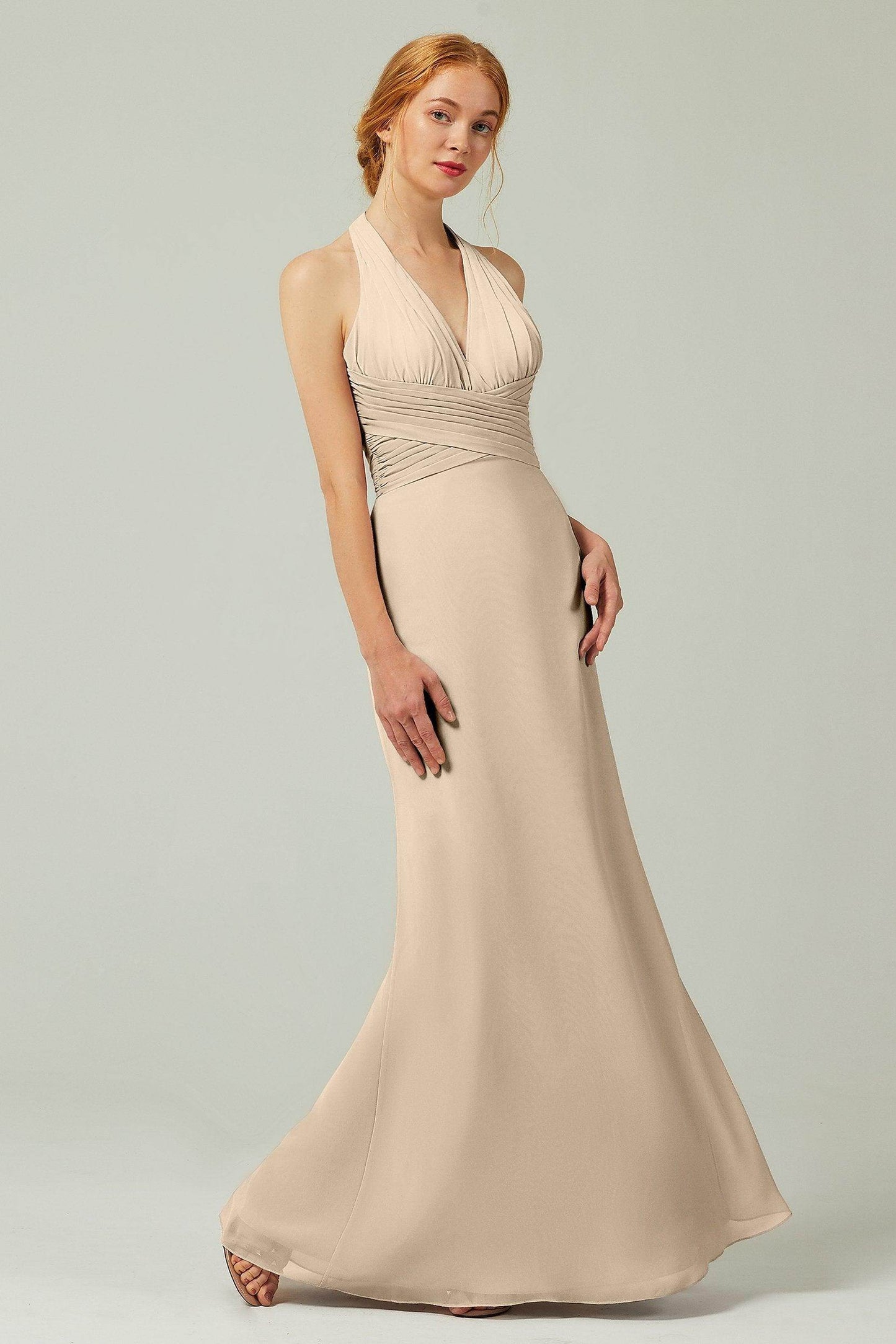 Sheath-Column Floor Length Chiffon Bridesmaid Dress CB0306 - COCOMELODY