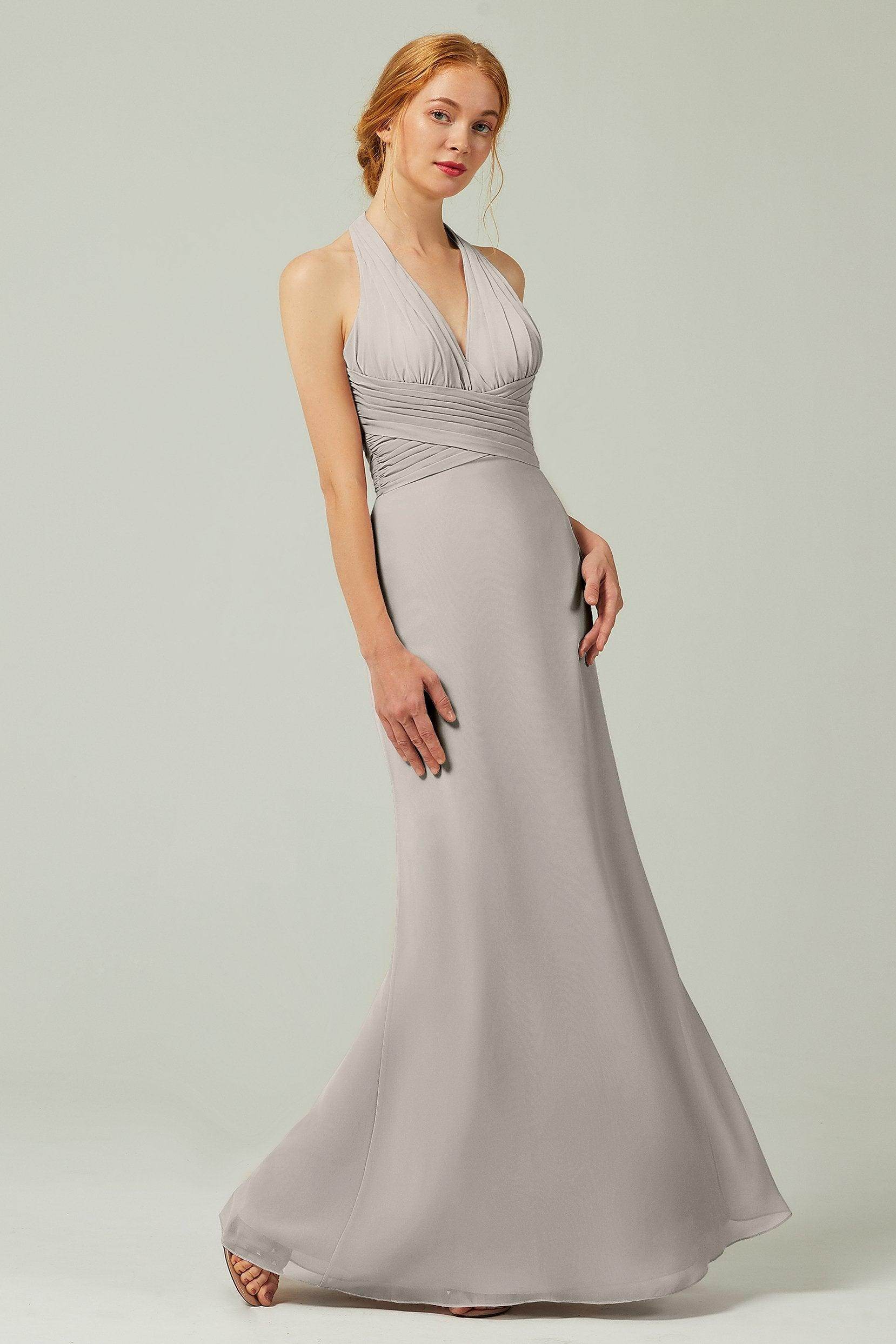 Sheath-Column Floor Length Chiffon Bridesmaid Dress CB0306 - COCOMELODY