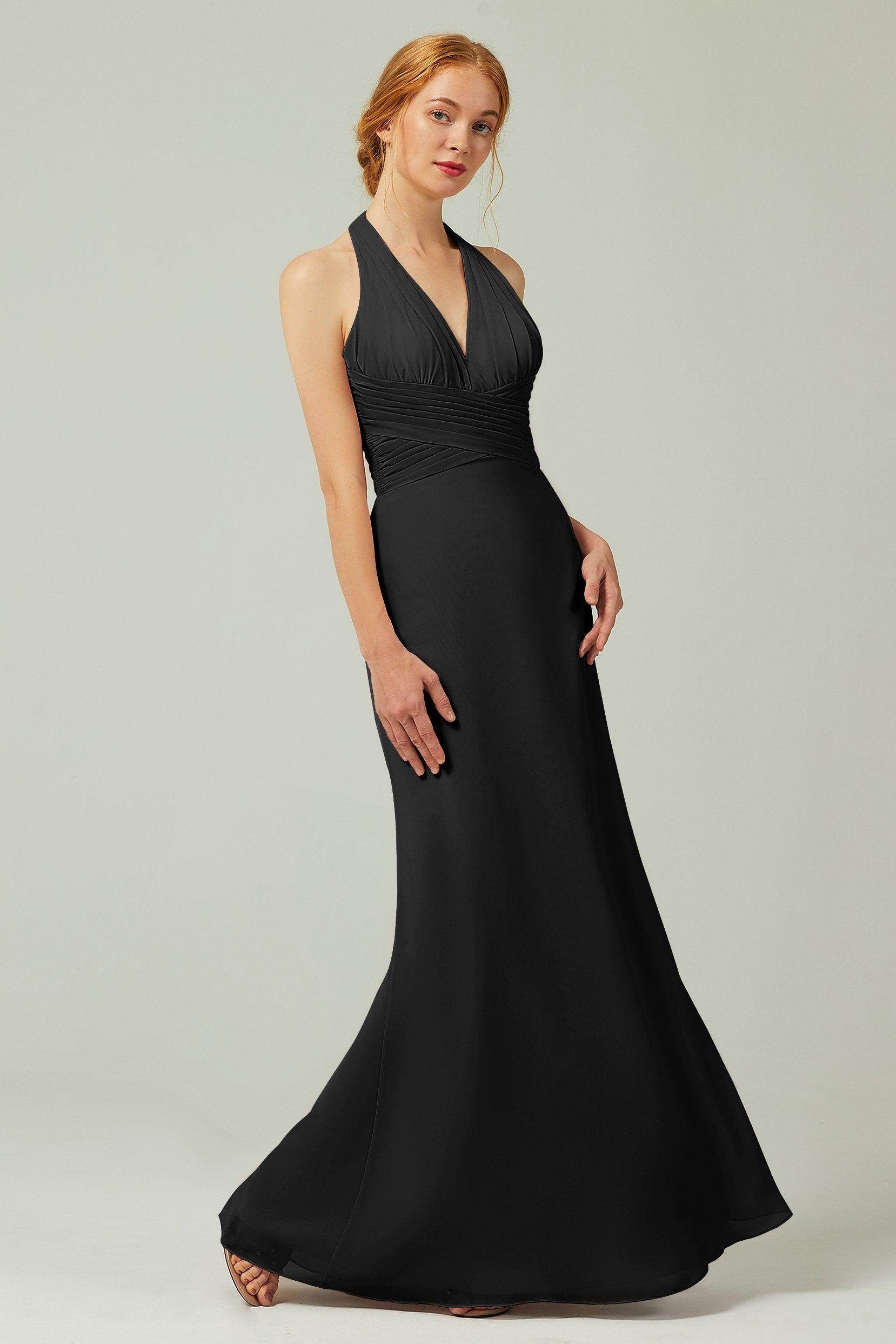 Sheath-Column Floor Length Chiffon Bridesmaid Dress CB0306 - COCOMELODY