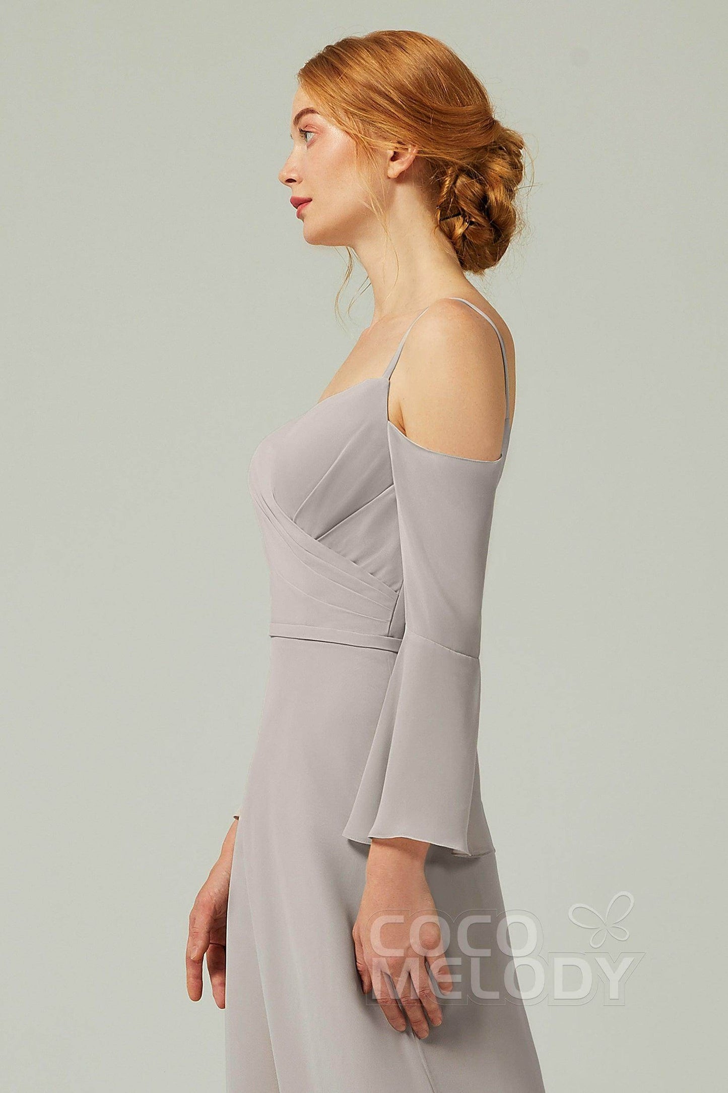 A-Line Floor Length Chiffon Bridesmaid Dress CB0307 - COCOMELODY