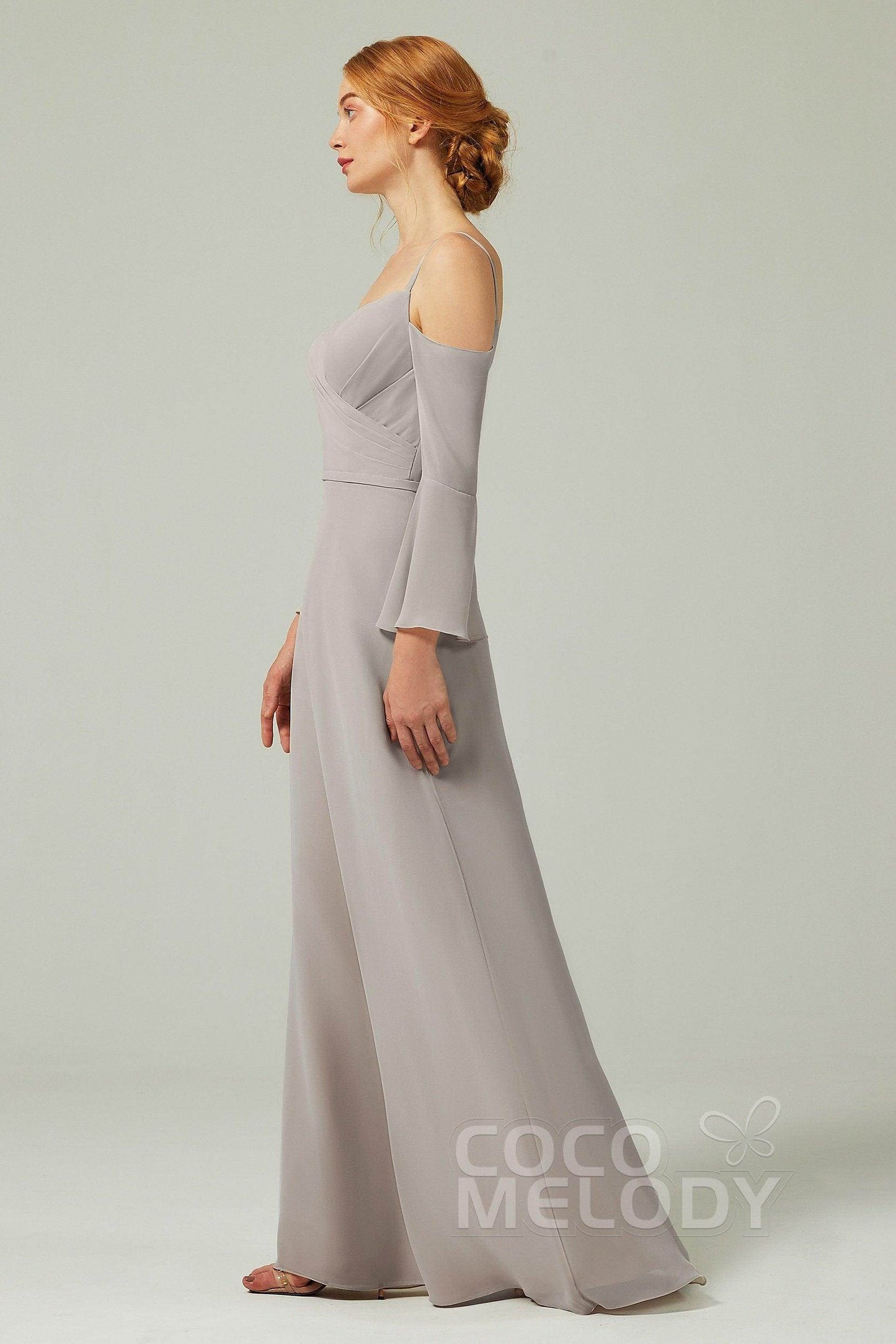 A-Line Floor Length Chiffon Bridesmaid Dress CB0307 - COCOMELODY