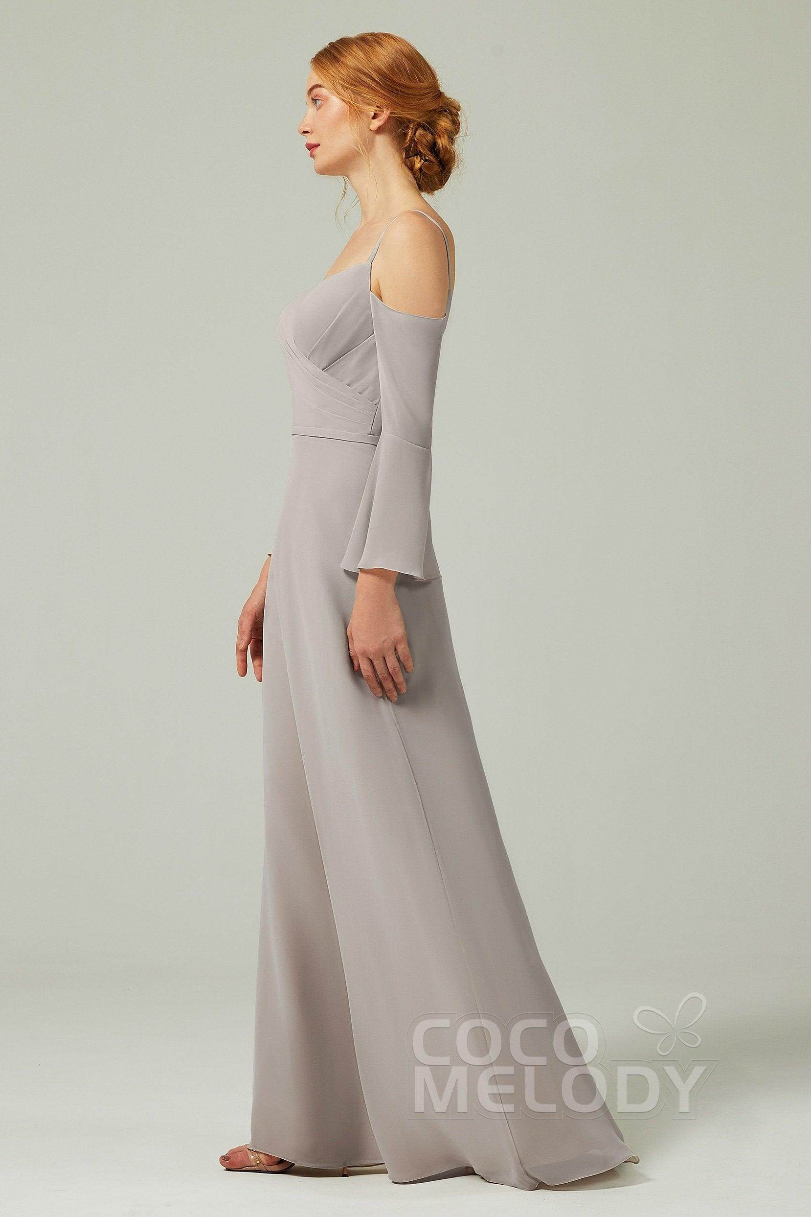 A-Line Floor Length Chiffon Bridesmaid Dress CB0307 - COCOMELODY