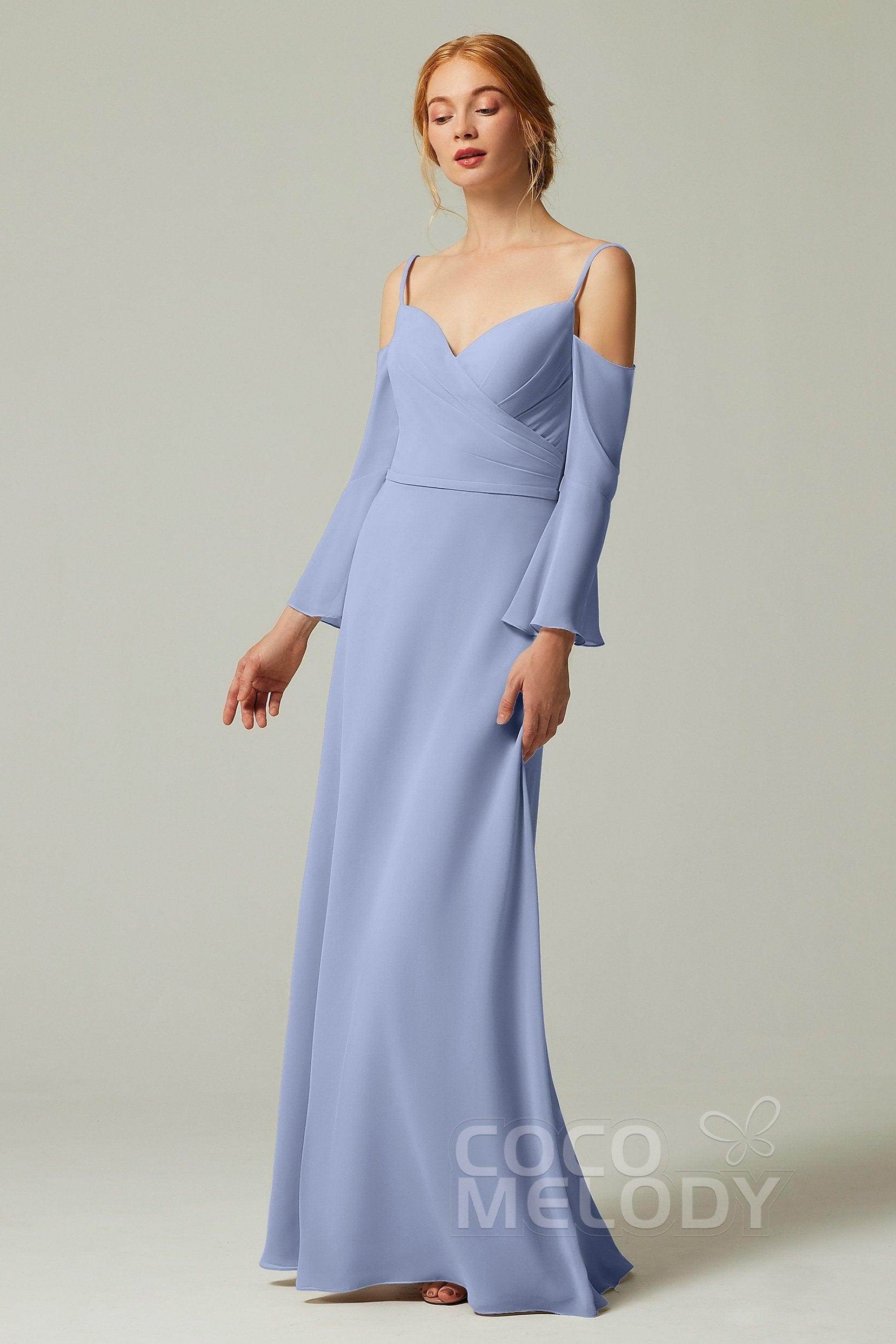 A-Line Floor Length Chiffon Bridesmaid Dress CB0307 - COCOMELODY