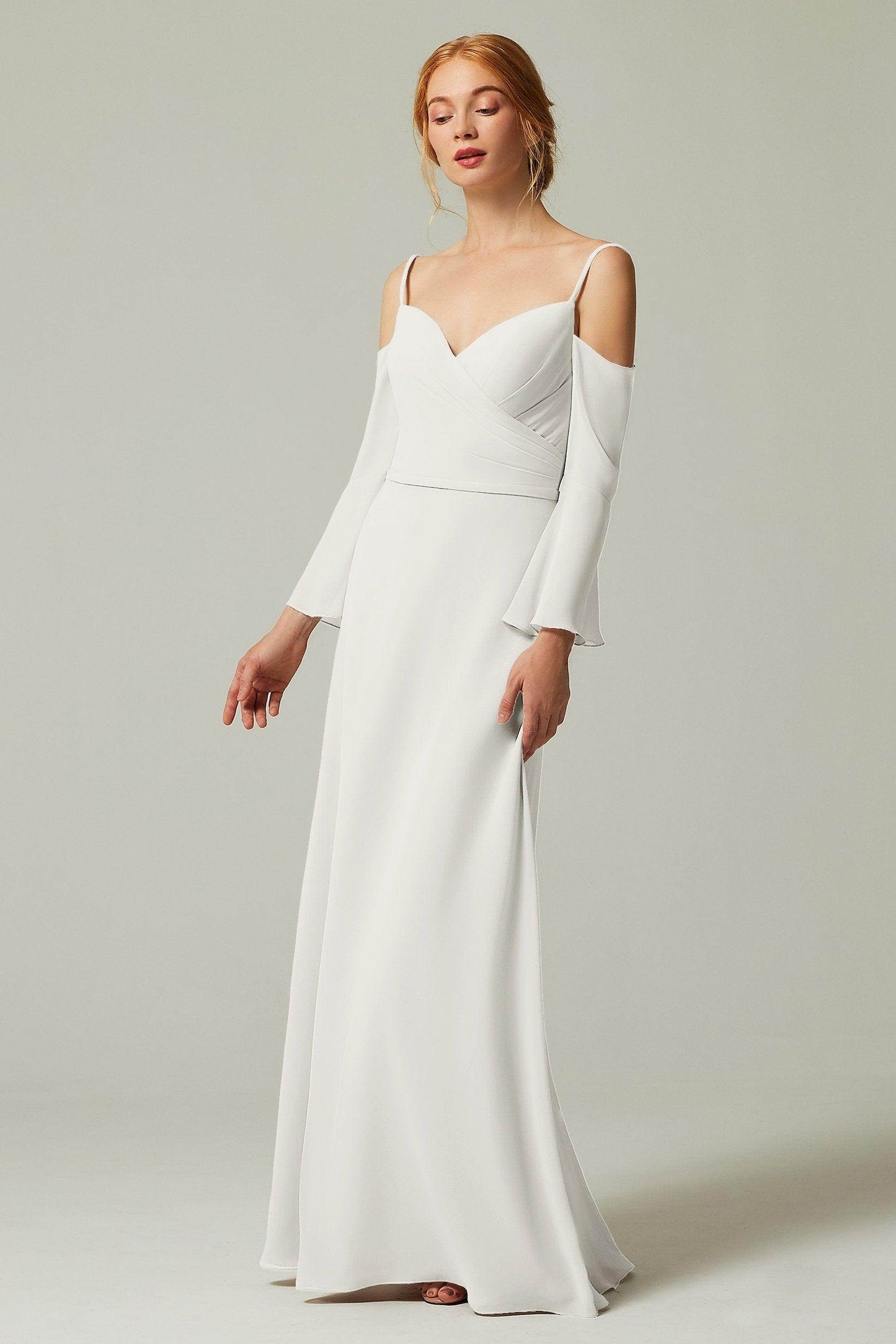 A-Line Floor Length Chiffon Bridesmaid Dress CB0307 - COCOMELODY