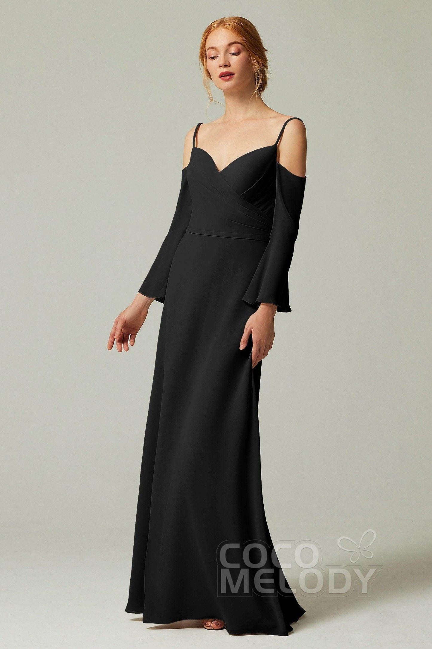 A-Line Floor Length Chiffon Bridesmaid Dress CB0307 - COCOMELODY
