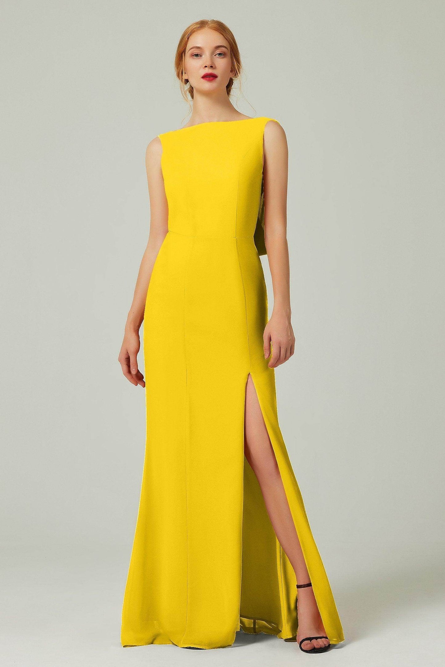 Sheath-Column Sweep-Brush Chiffon Bridesmaid Dress Formal Dresses CB0310PS - COCOMELODY
