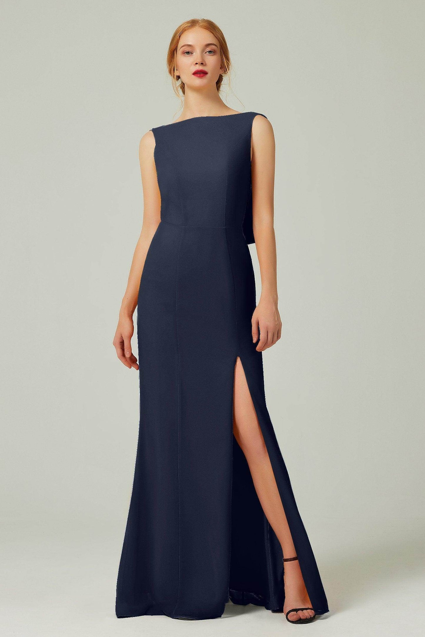 Sheath-Column Sweep-Brush Chiffon Bridesmaid Dress Formal Dresses CB0310PS - COCOMELODY