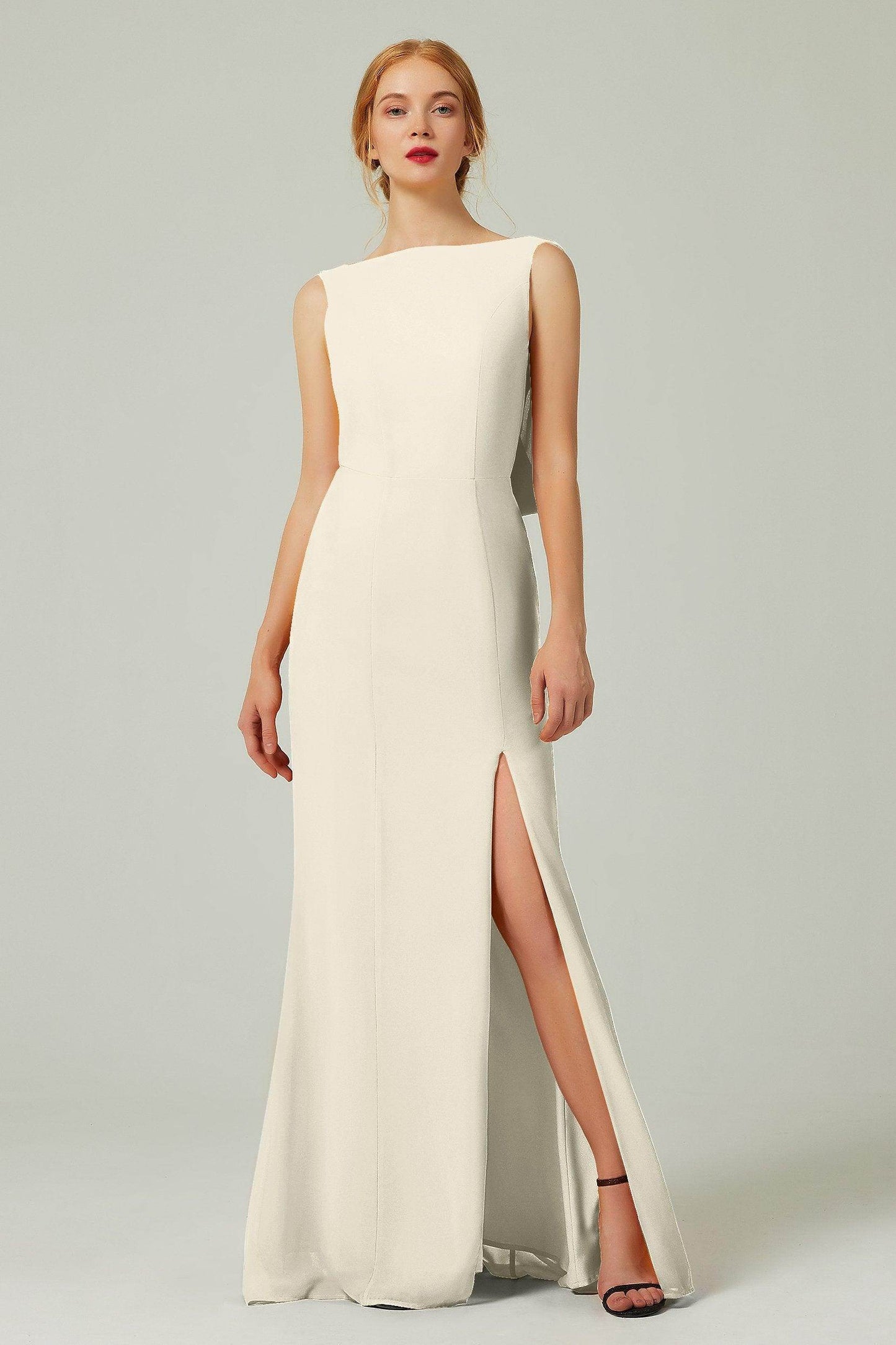 Sheath-Column Sweep-Brush Chiffon Bridesmaid Dress Formal Dresses CB0310PS - COCOMELODY