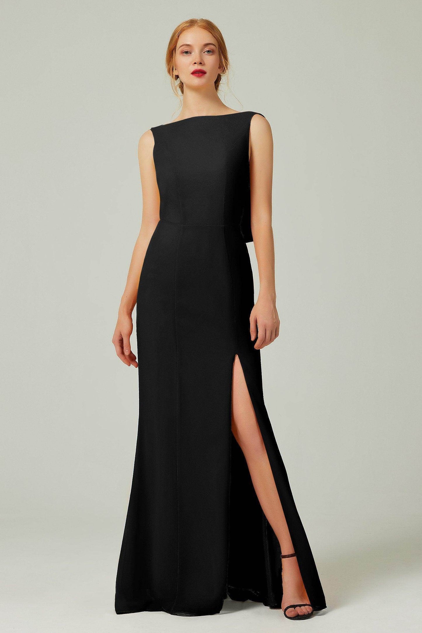 Sheath-Column Sweep-Brush Chiffon Bridesmaid Dress Formal Dresses CB0310PS - COCOMELODY