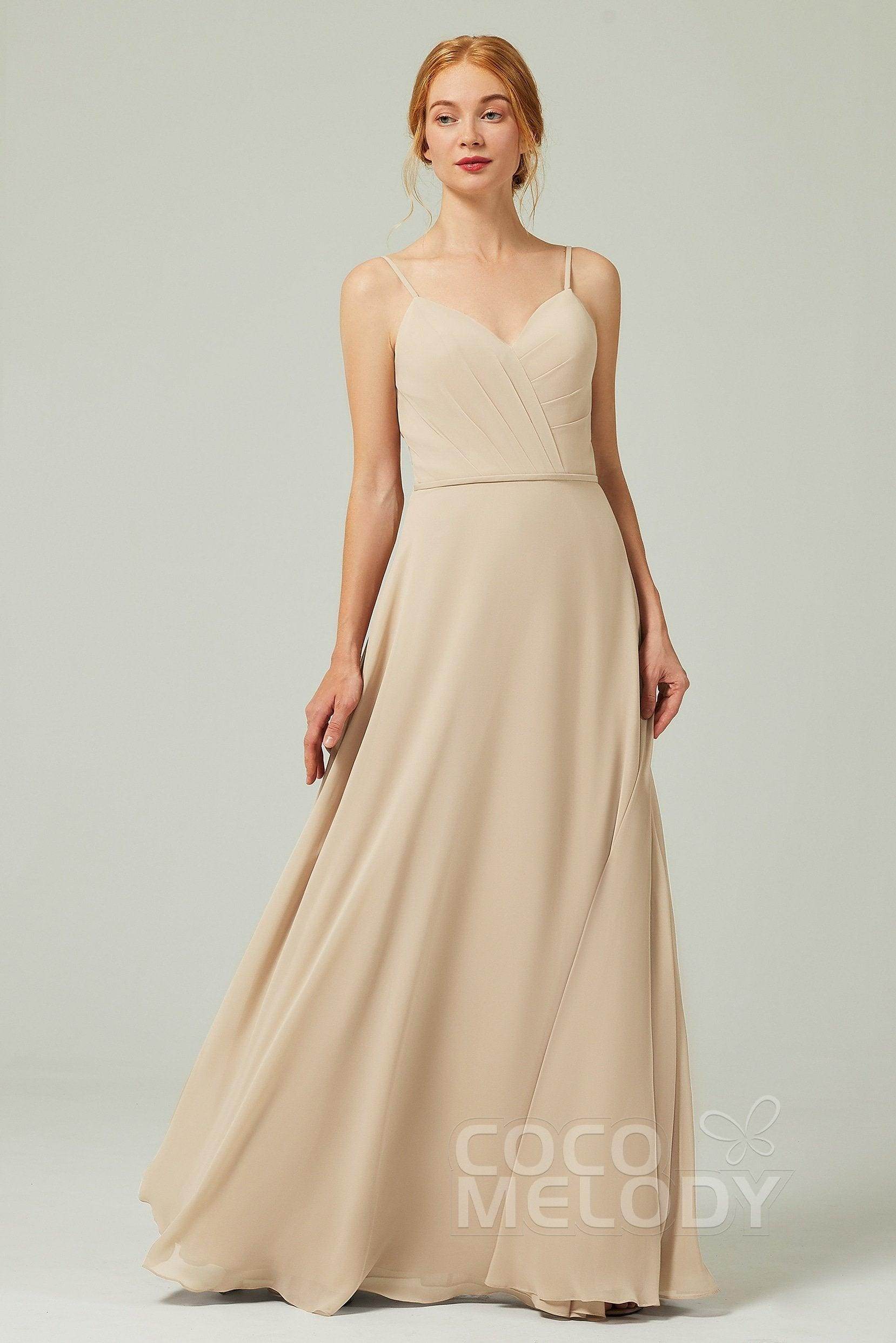 A-Line Floor Length Chiffon Bridesmaid Dress CB0312 - COCOMELODY