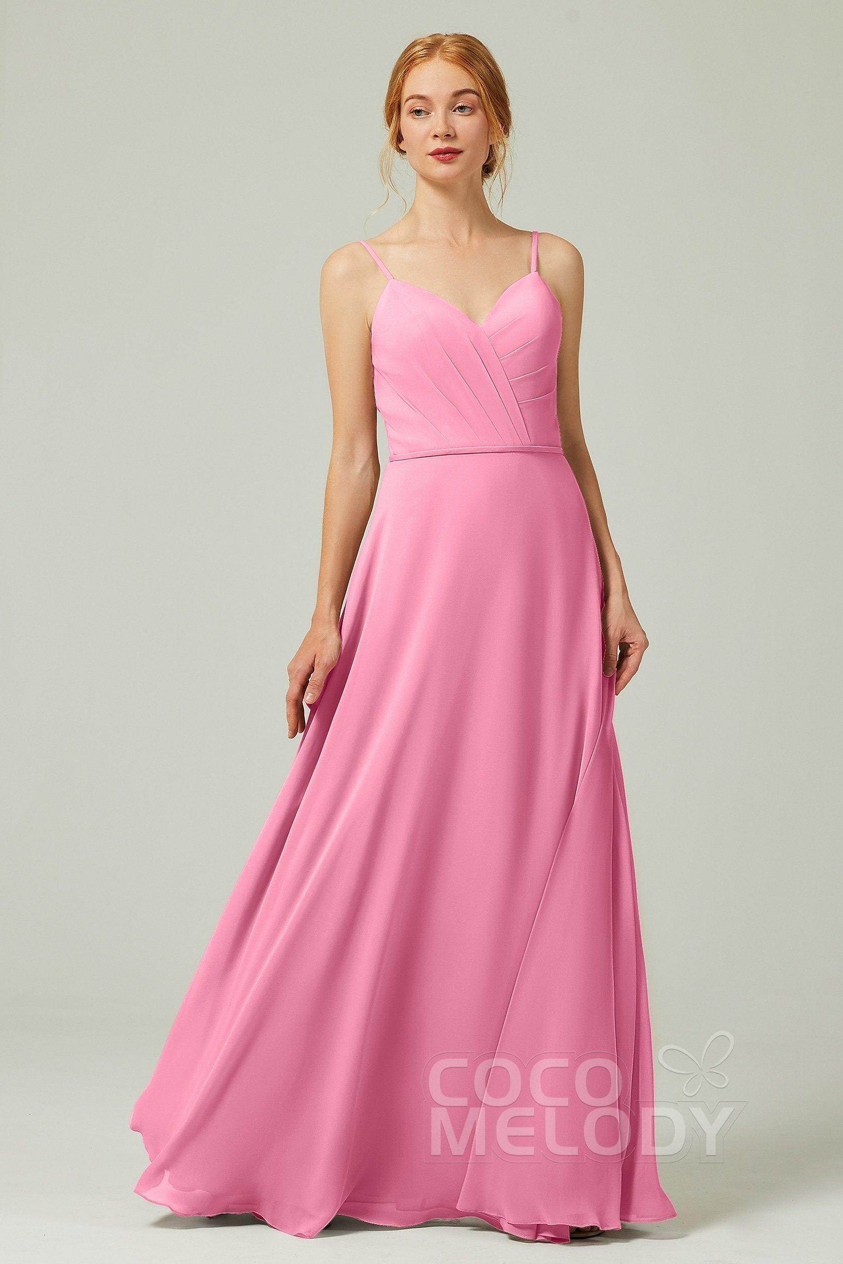 A-Line Floor Length Chiffon Bridesmaid Dress CB0312 - COCOMELODY