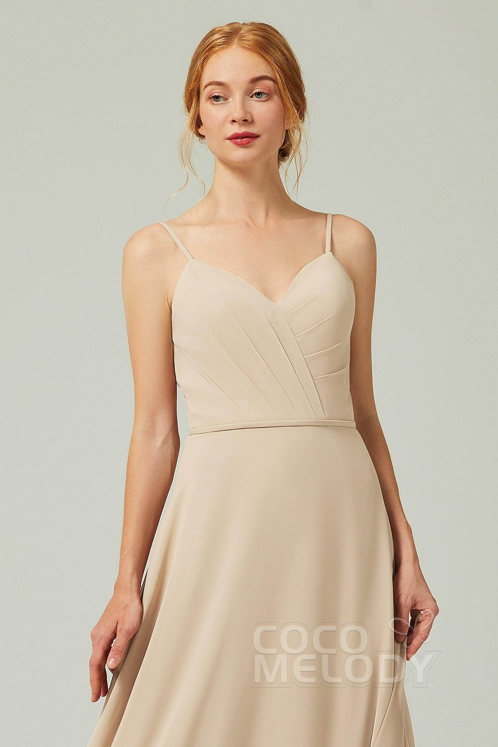 A-Line Floor Length Chiffon Bridesmaid Dress CB0312 - COCOMELODY