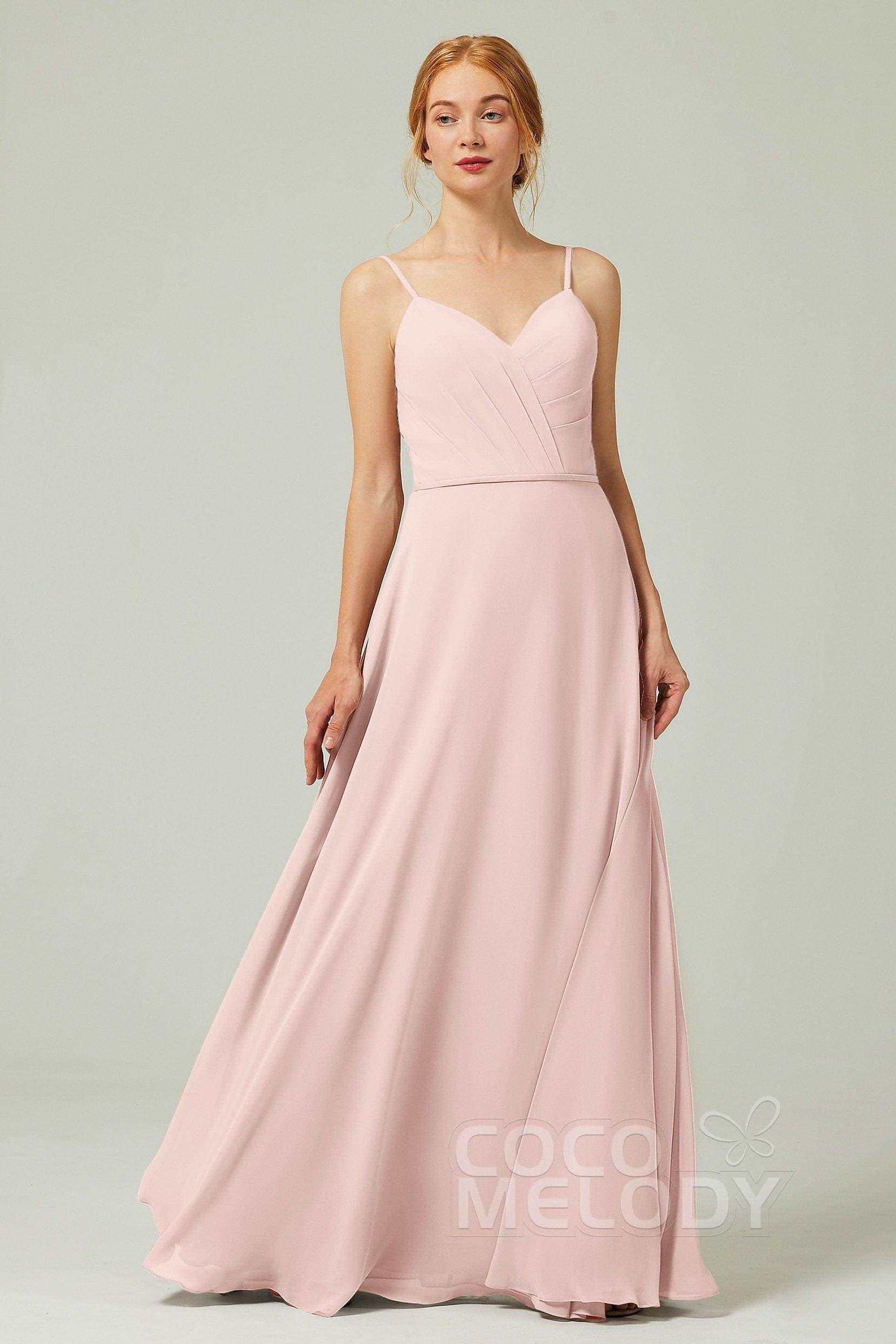A-Line Floor Length Chiffon Bridesmaid Dress CB0312 - COCOMELODY