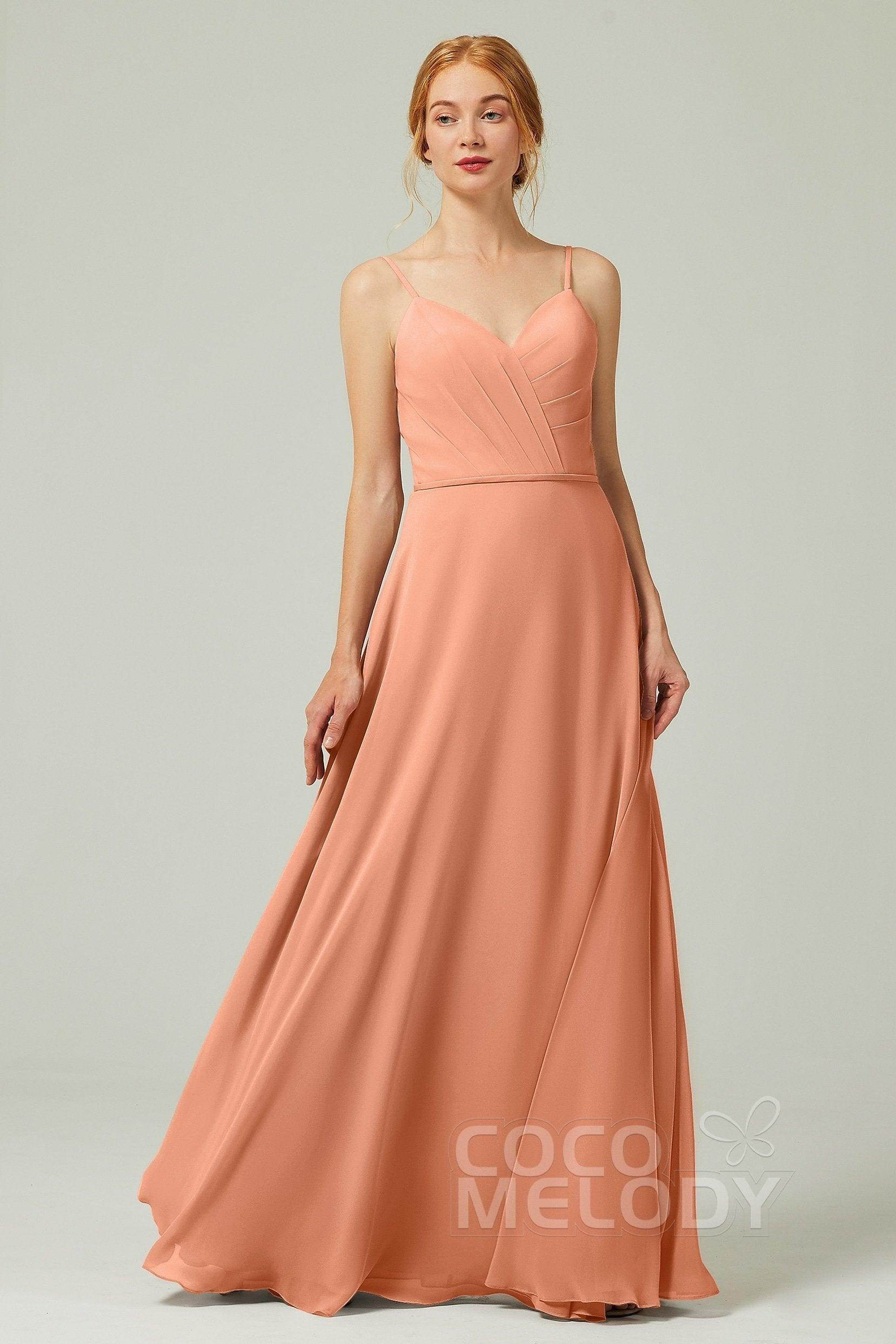 A-Line Floor Length Chiffon Bridesmaid Dress CB0312 - COCOMELODY