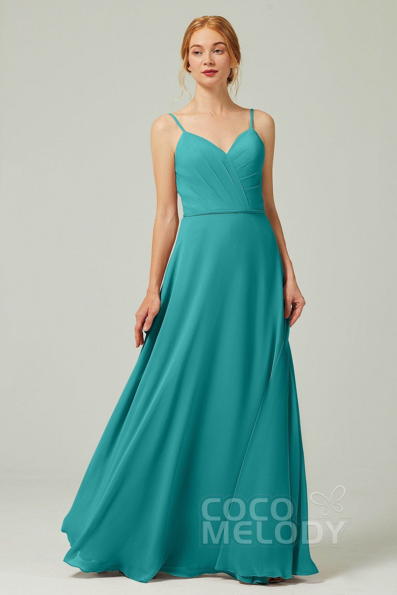 A-Line Floor Length Chiffon Bridesmaid Dress CB0312 - COCOMELODY