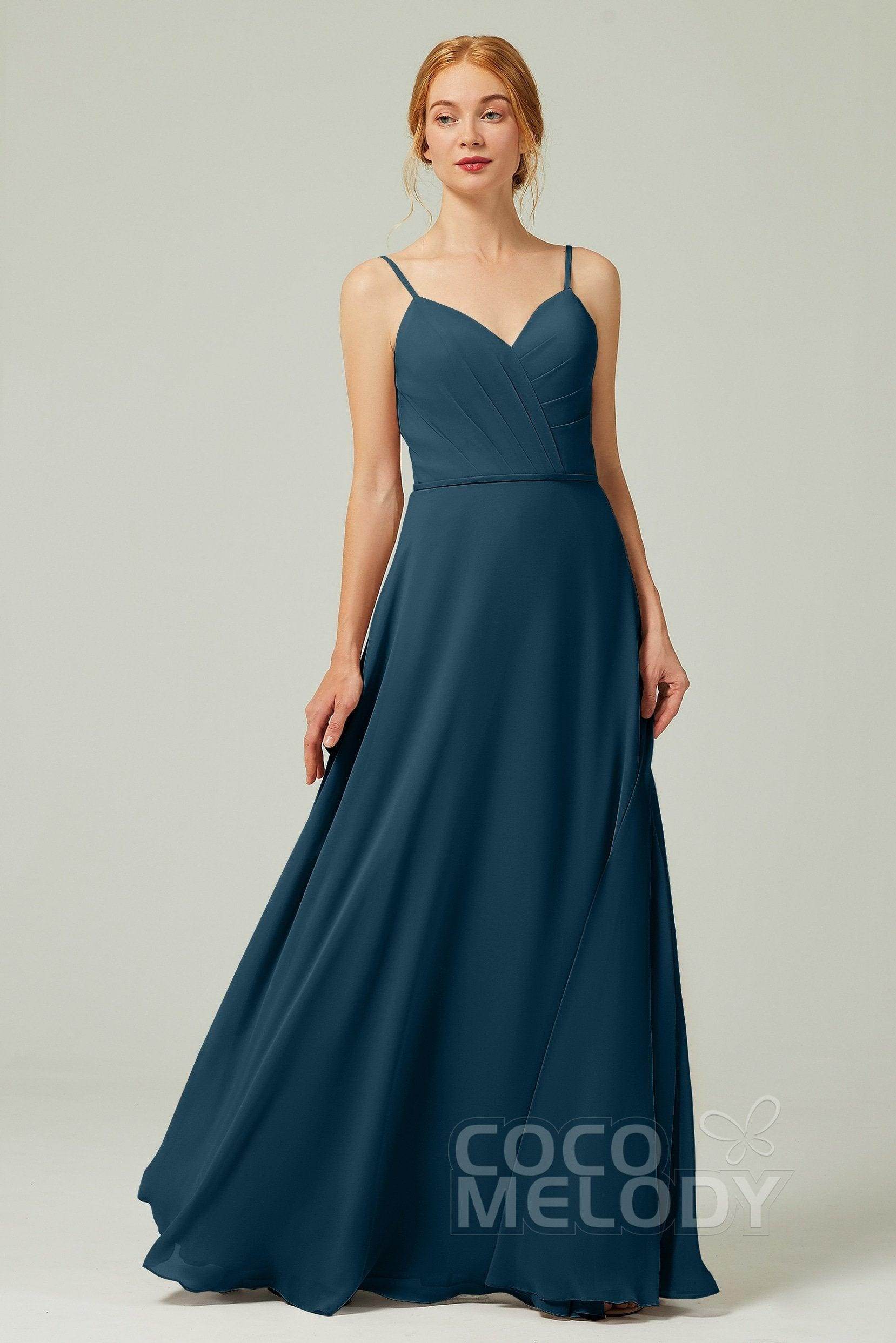 A-Line Floor Length Chiffon Bridesmaid Dress CB0312 - COCOMELODY