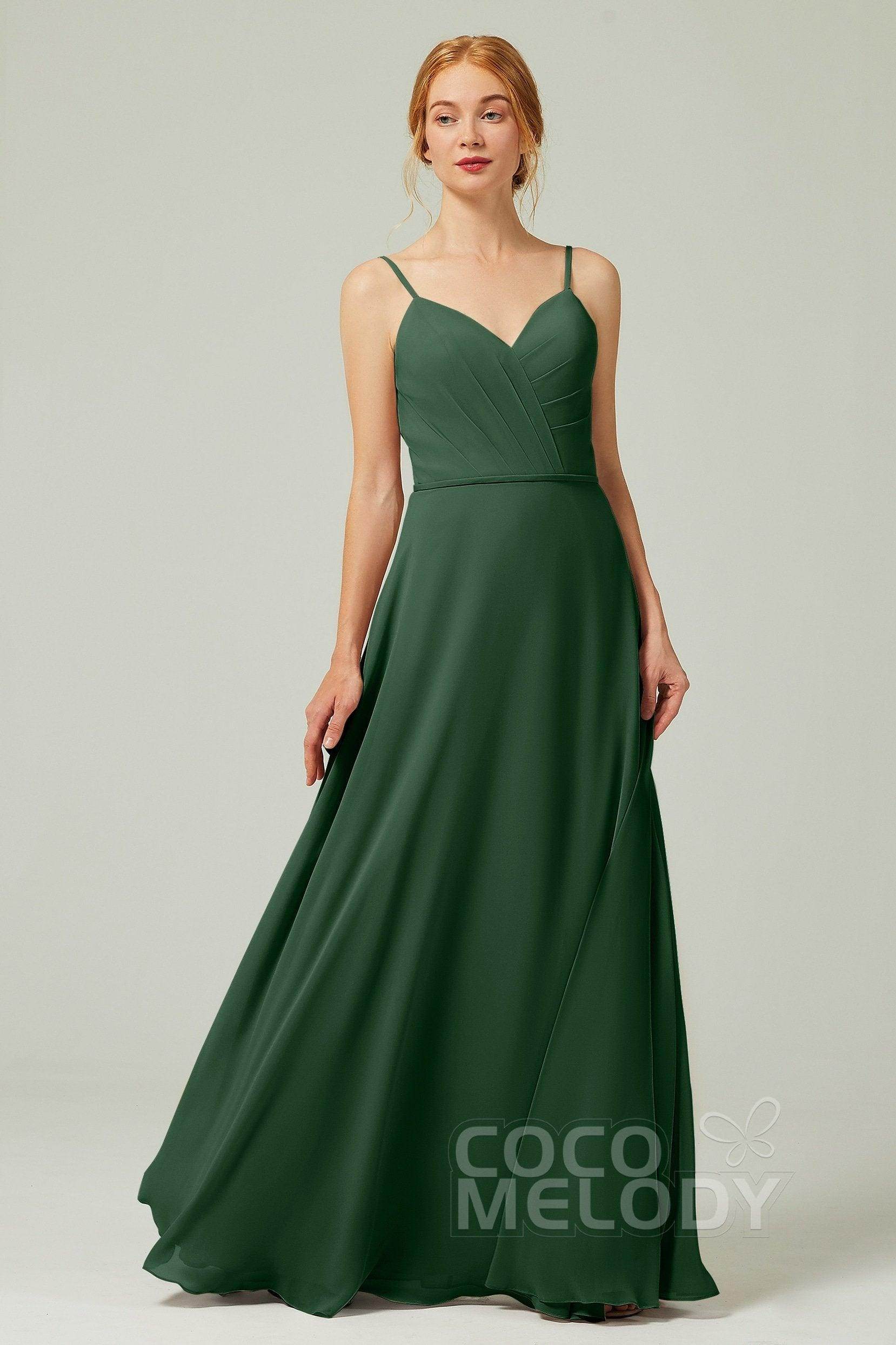 A-Line Floor Length Chiffon Bridesmaid Dress CB0312 - COCOMELODY