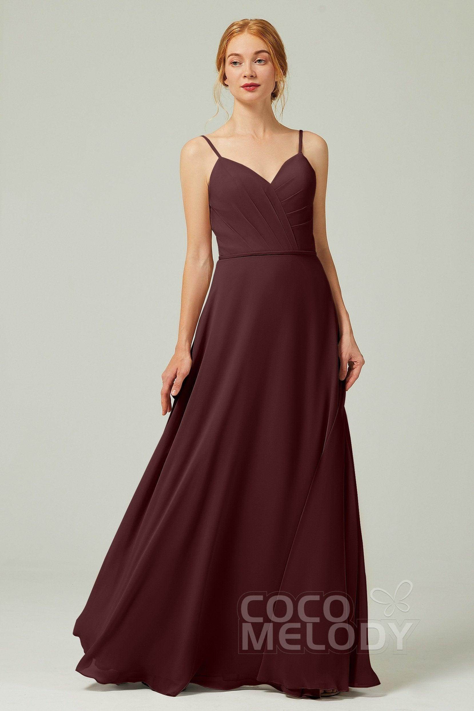 A-Line Floor Length Chiffon Bridesmaid Dress CB0312 - COCOMELODY