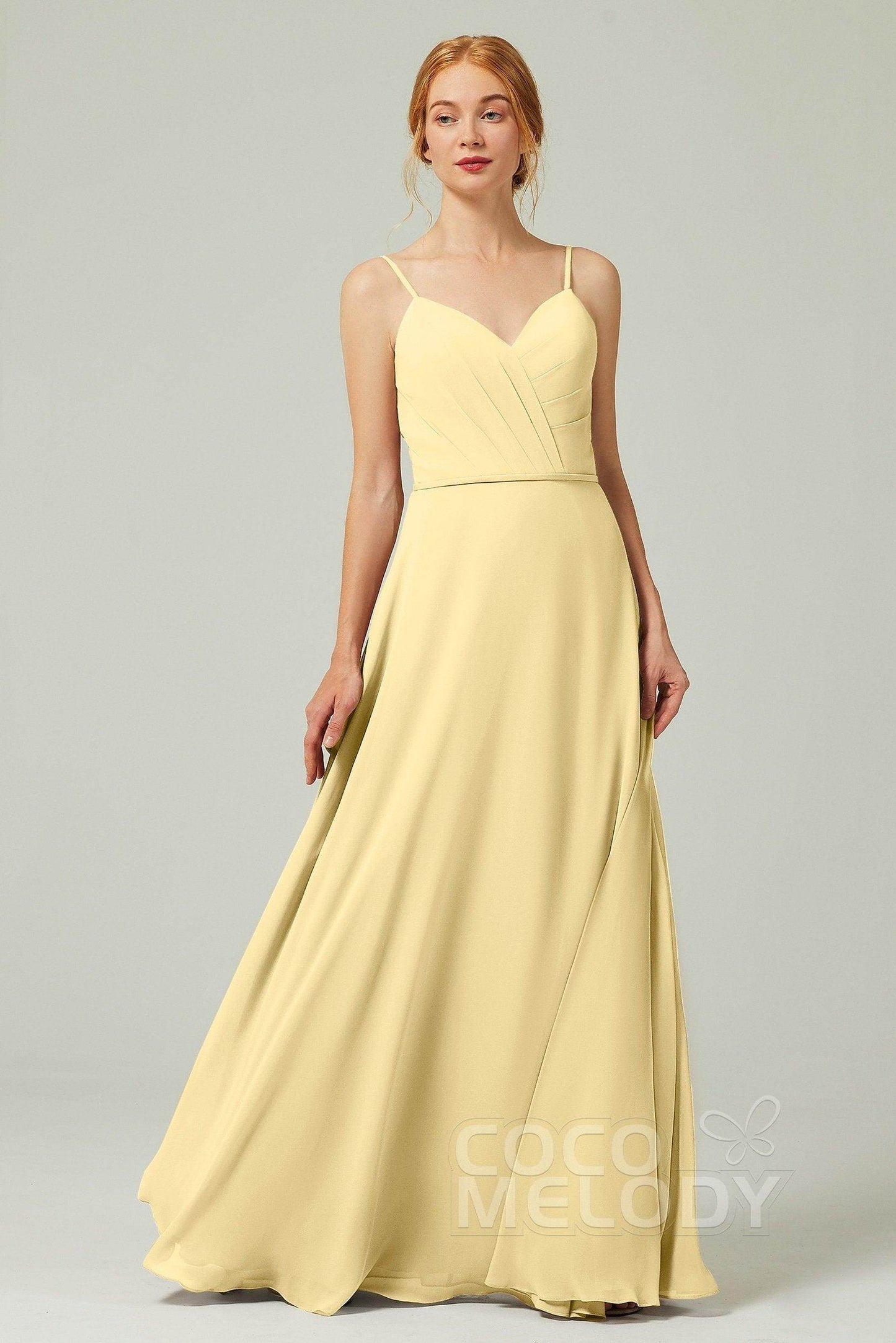 A-Line Floor Length Chiffon Bridesmaid Dress CB0312 - COCOMELODY