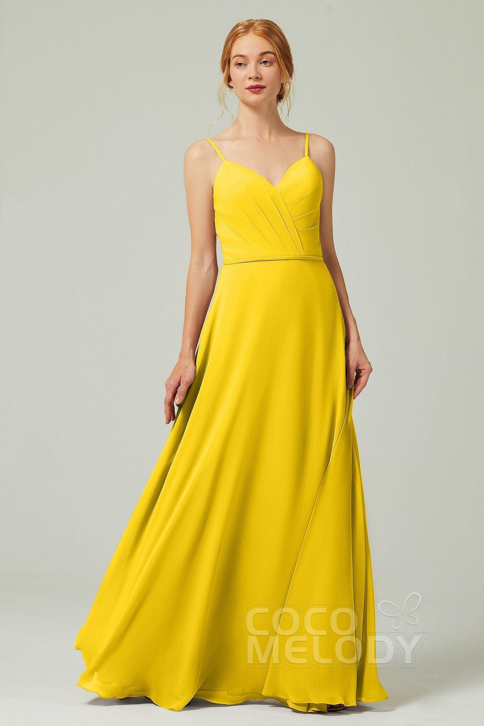 A-Line Floor Length Chiffon Bridesmaid Dress CB0312 - COCOMELODY
