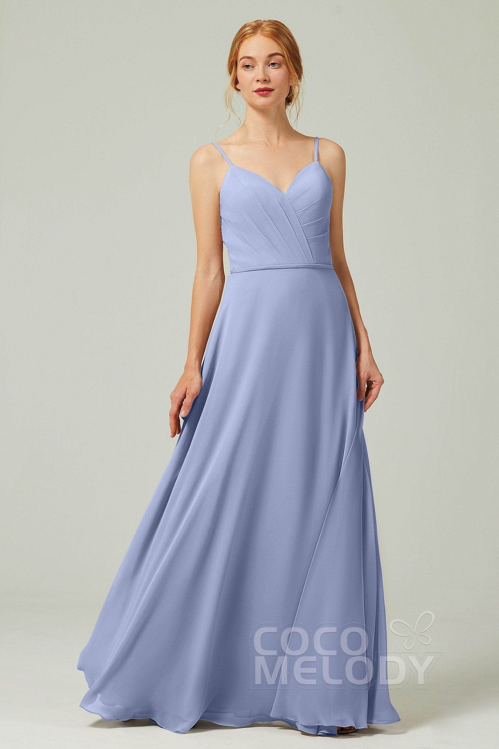 A-Line Floor Length Chiffon Bridesmaid Dress CB0312 - COCOMELODY