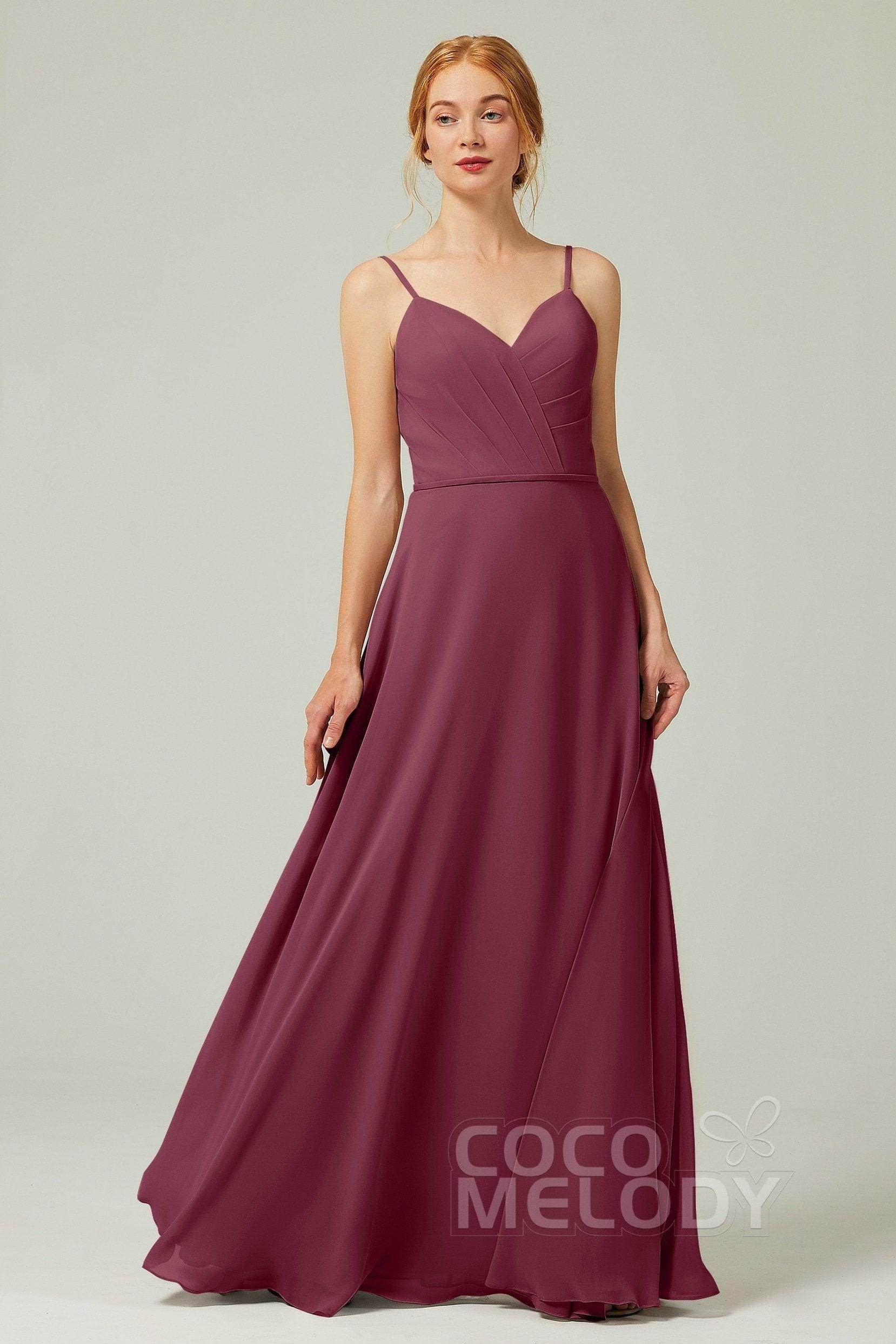 A-Line Floor Length Chiffon Bridesmaid Dress CB0312 - COCOMELODY