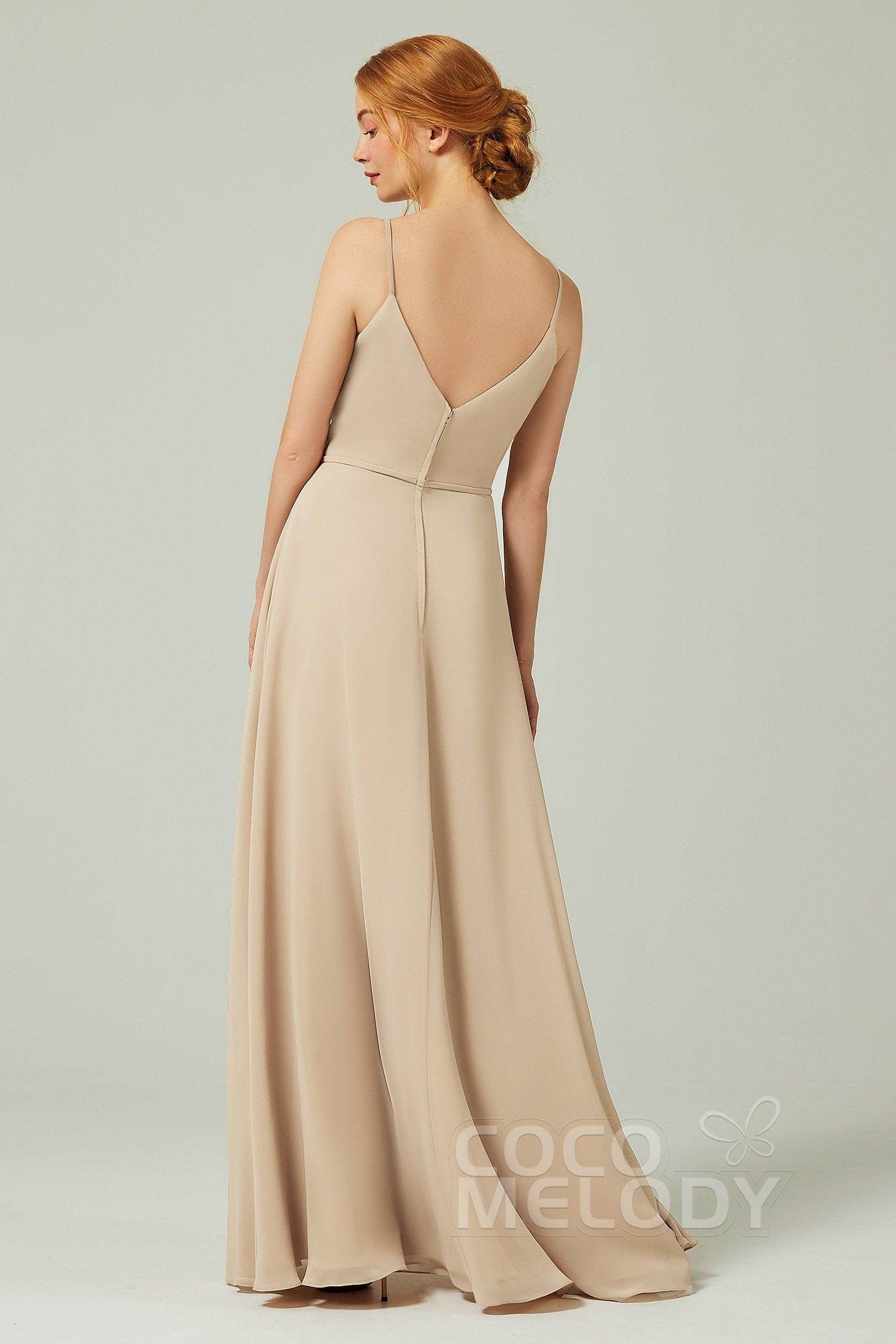 A-Line Floor Length Chiffon Bridesmaid Dress CB0312 - COCOMELODY