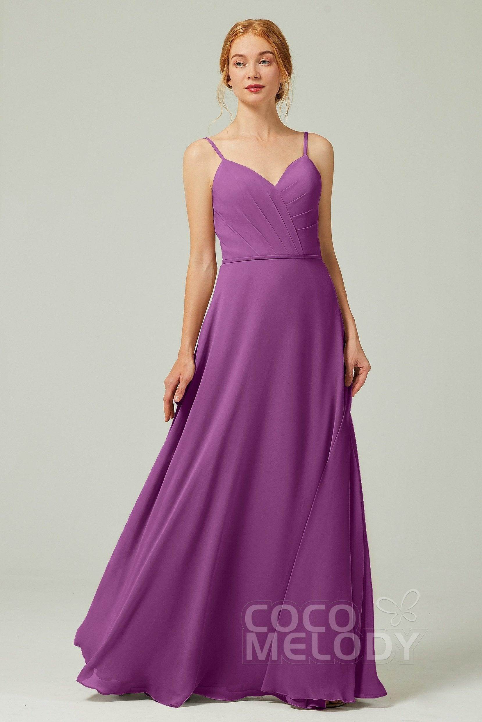 A-Line Floor Length Chiffon Bridesmaid Dress CB0312 - COCOMELODY
