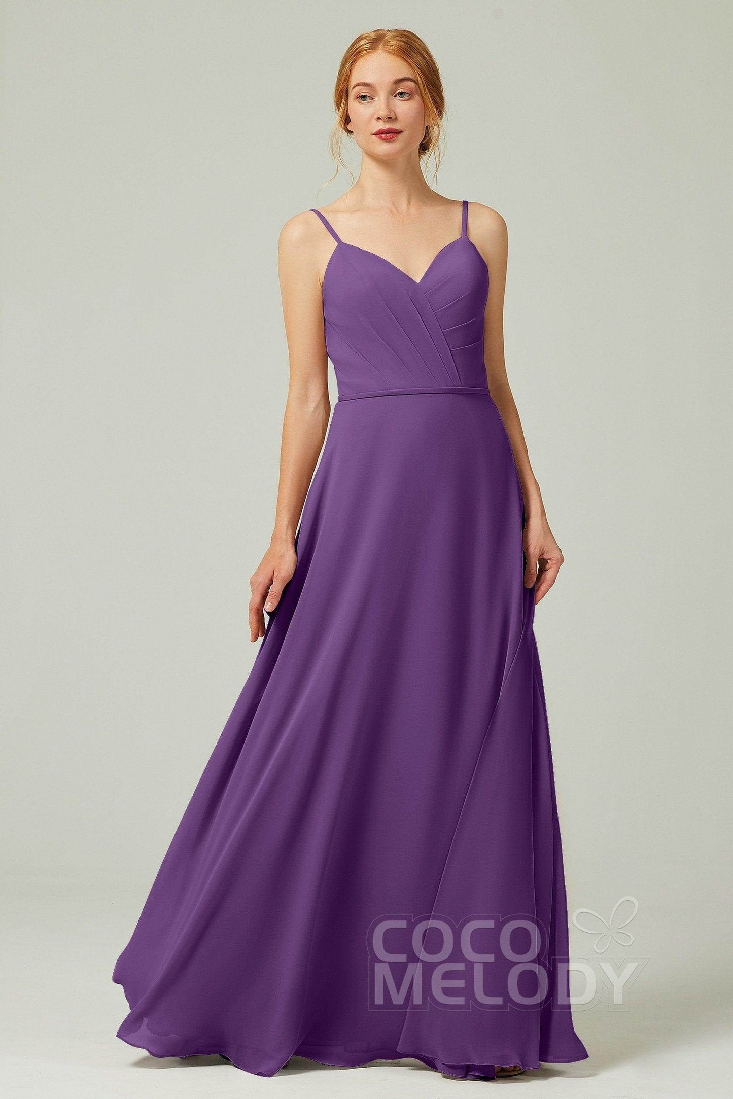 A-Line Floor Length Chiffon Bridesmaid Dress CB0312 - COCOMELODY