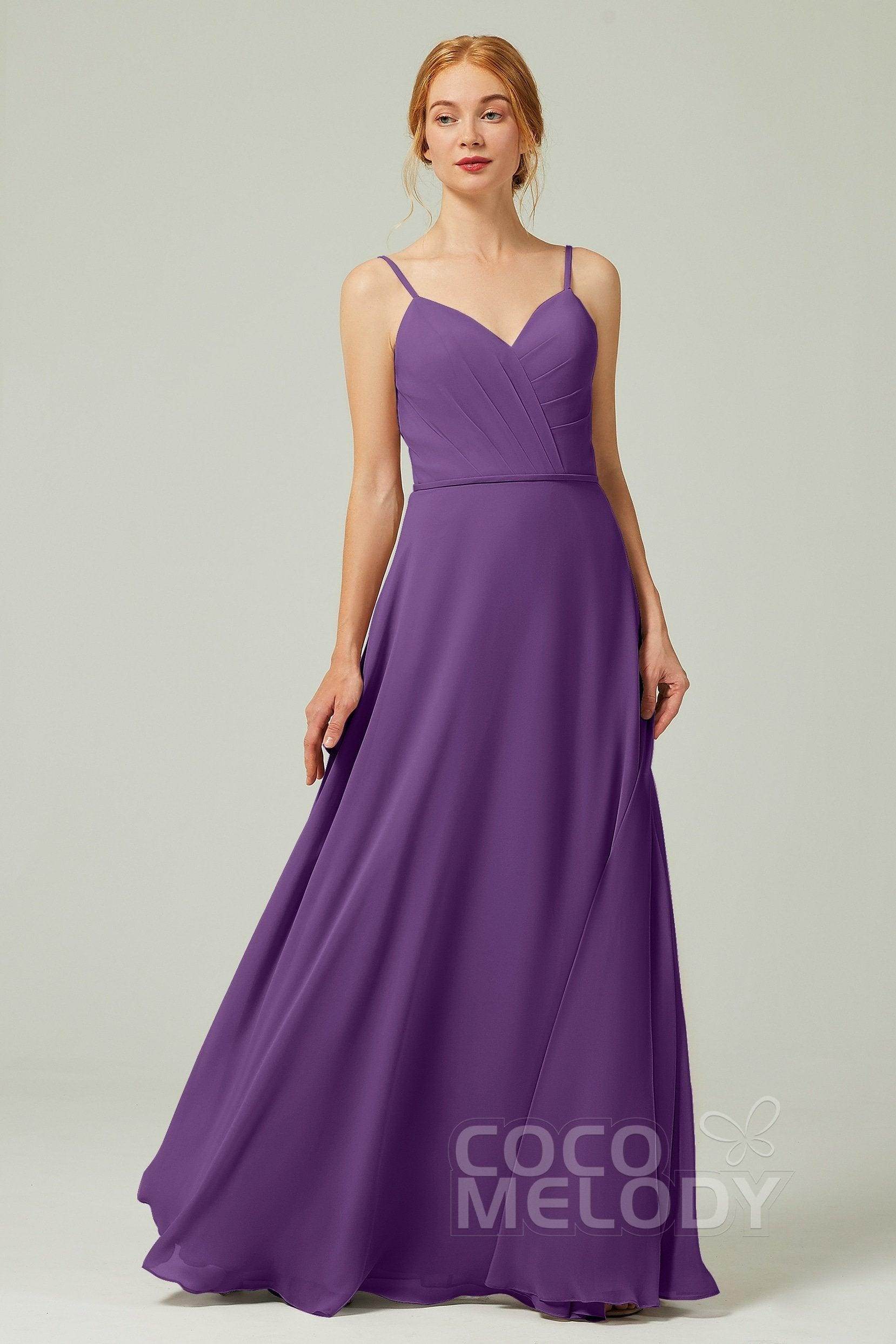 A-Line Floor Length Chiffon Bridesmaid Dress CB0312 - COCOMELODY