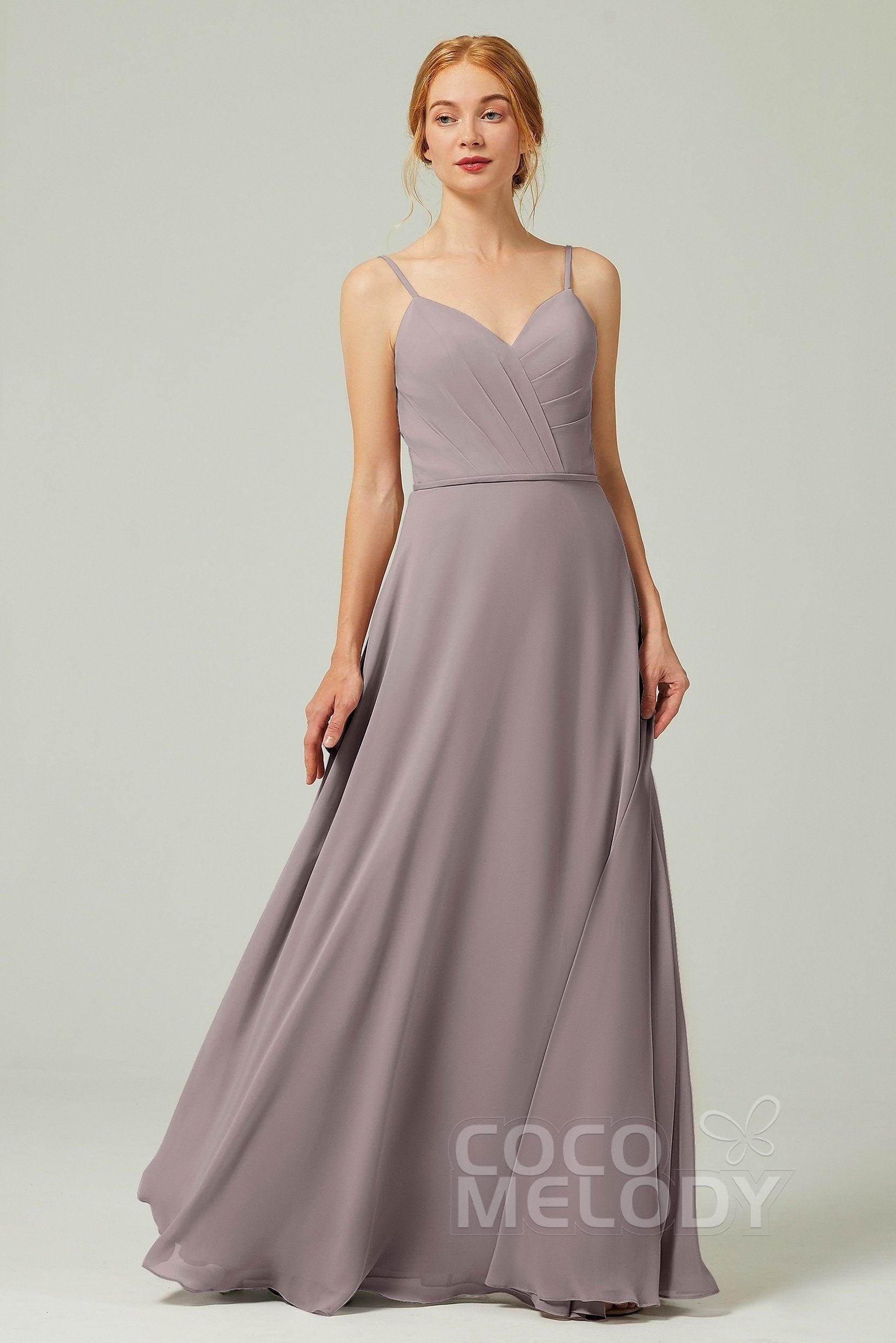 A-Line Floor Length Chiffon Bridesmaid Dress CB0312 - COCOMELODY