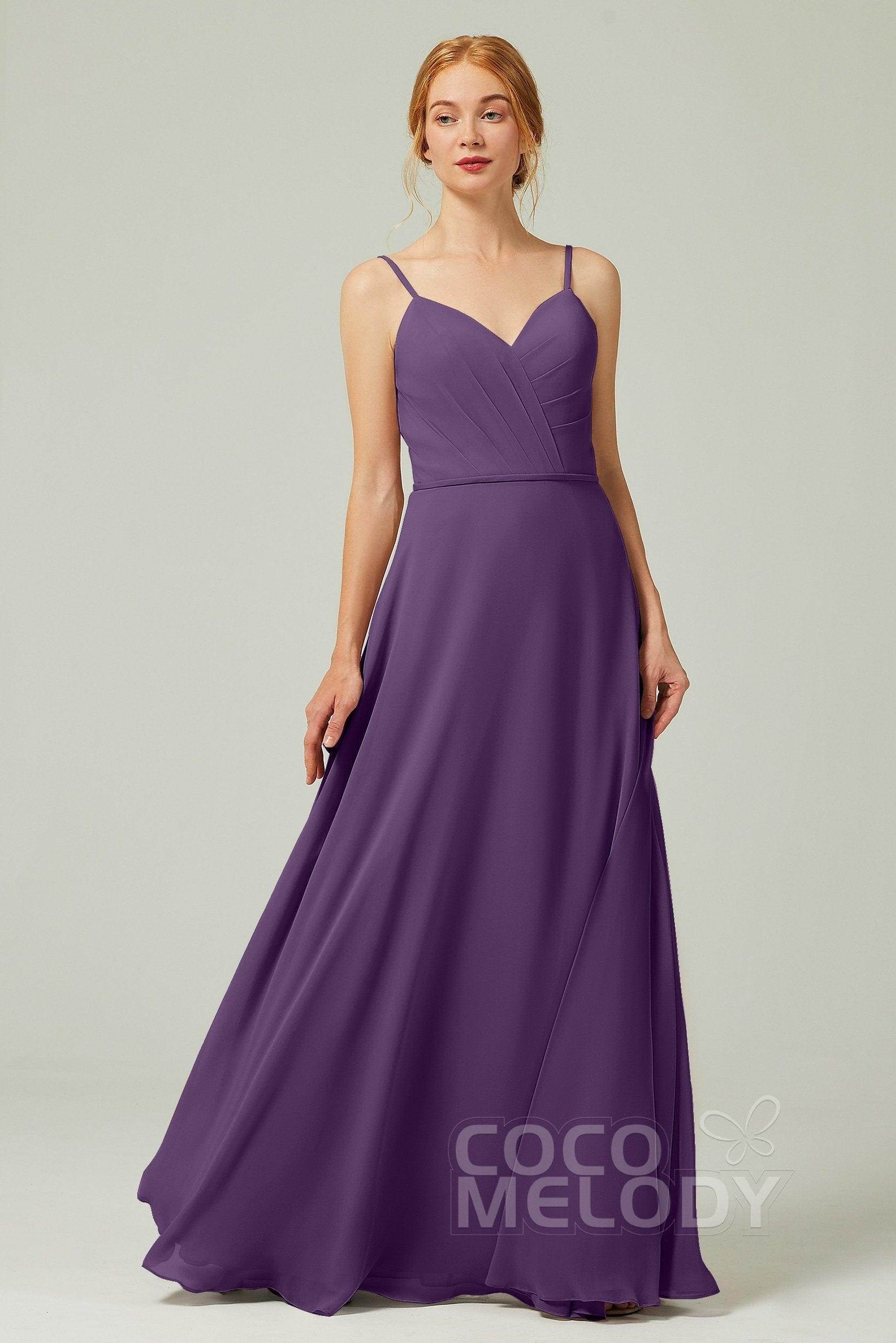 A-Line Floor Length Chiffon Bridesmaid Dress CB0312 - COCOMELODY